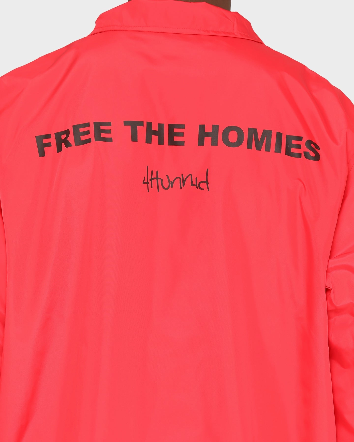 4Hunnid Men's Free the Homies Coach Jacket Red