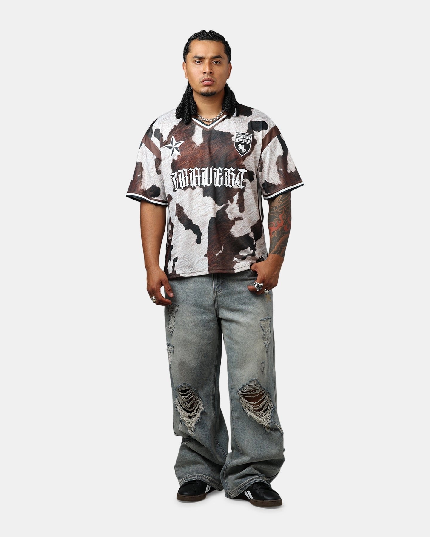 Bravest Cow Print Jersey Brown/White