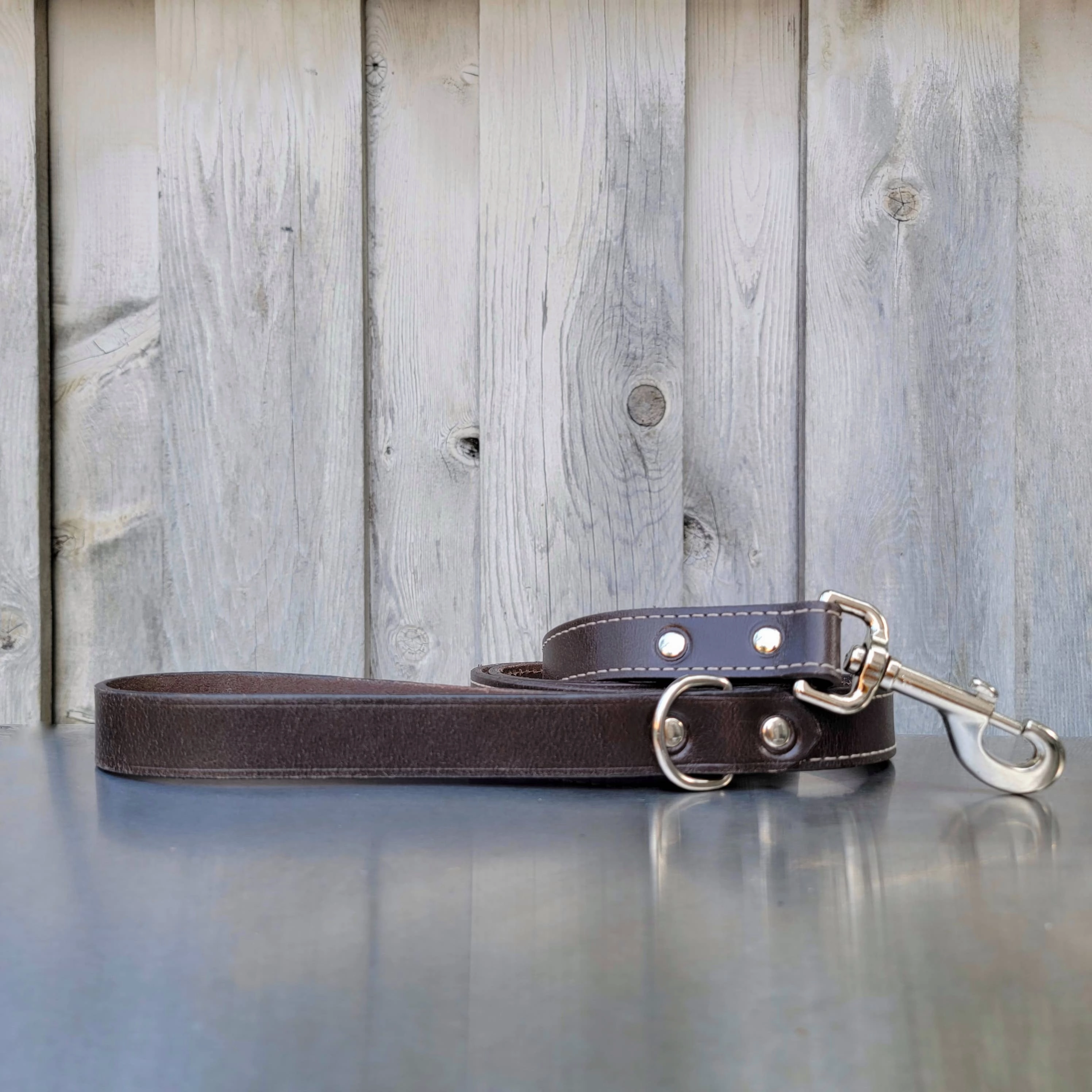 Brown Stitched Leather Dog Leash 60'' - Made in Canada