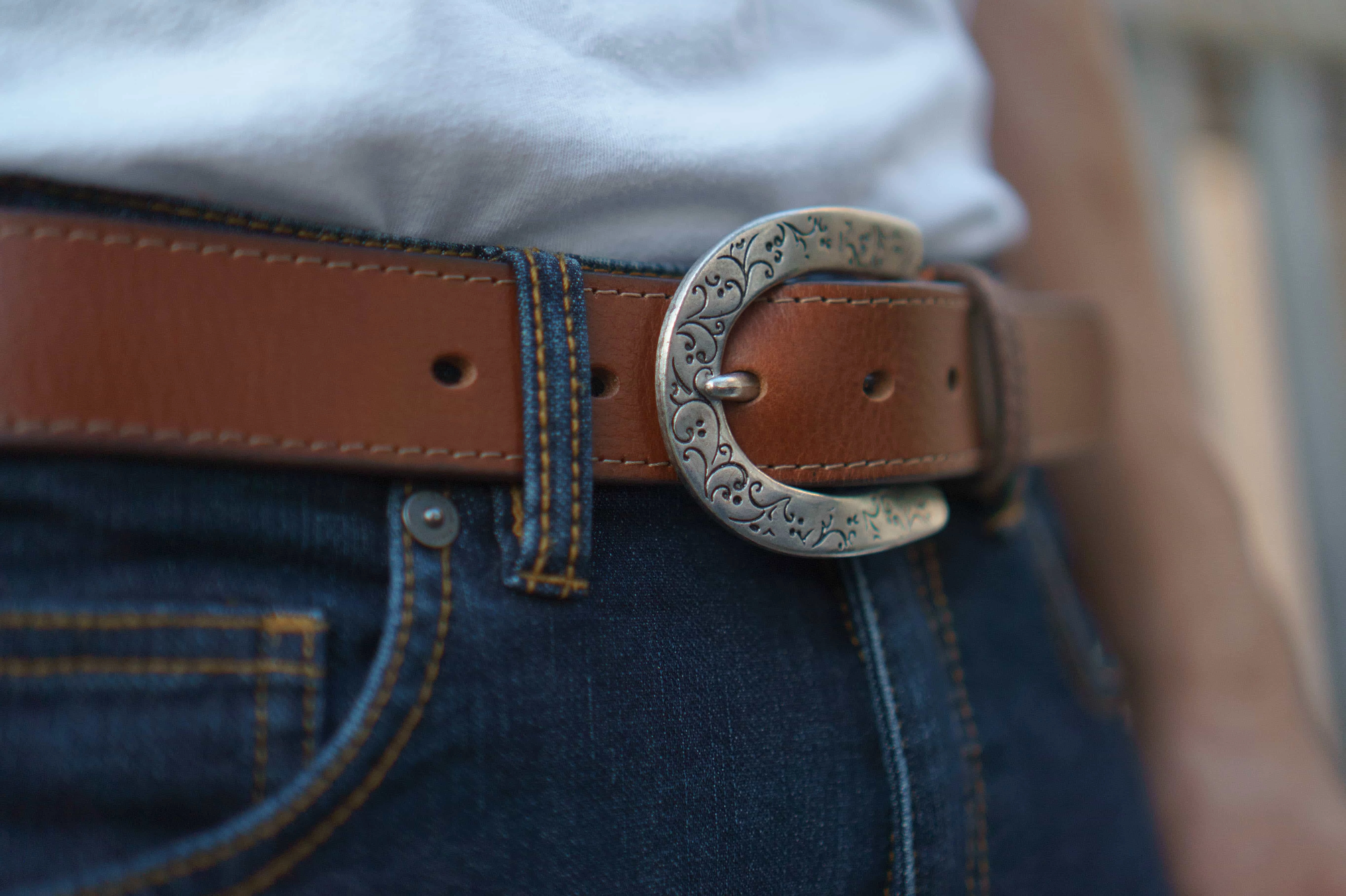 Brown Western Style 100% Real Leather Belt Made in Canada