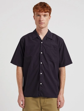 Camicia Casual in Popeline e Tencel Blu Notte