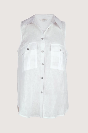 Camisa de Botones de Lino Blanco