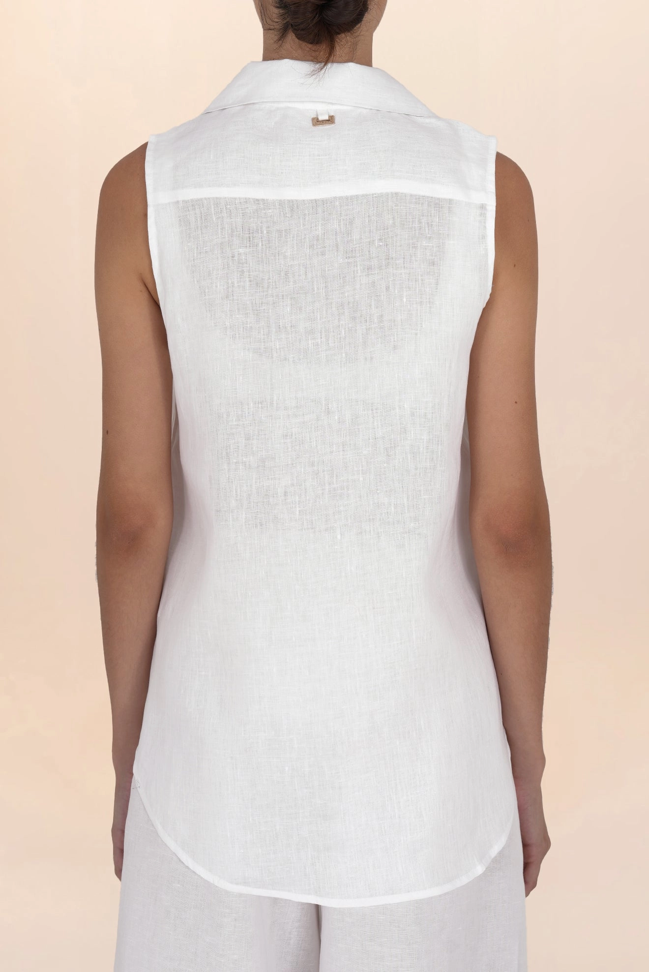 Camisa de Botones de Lino Blanco