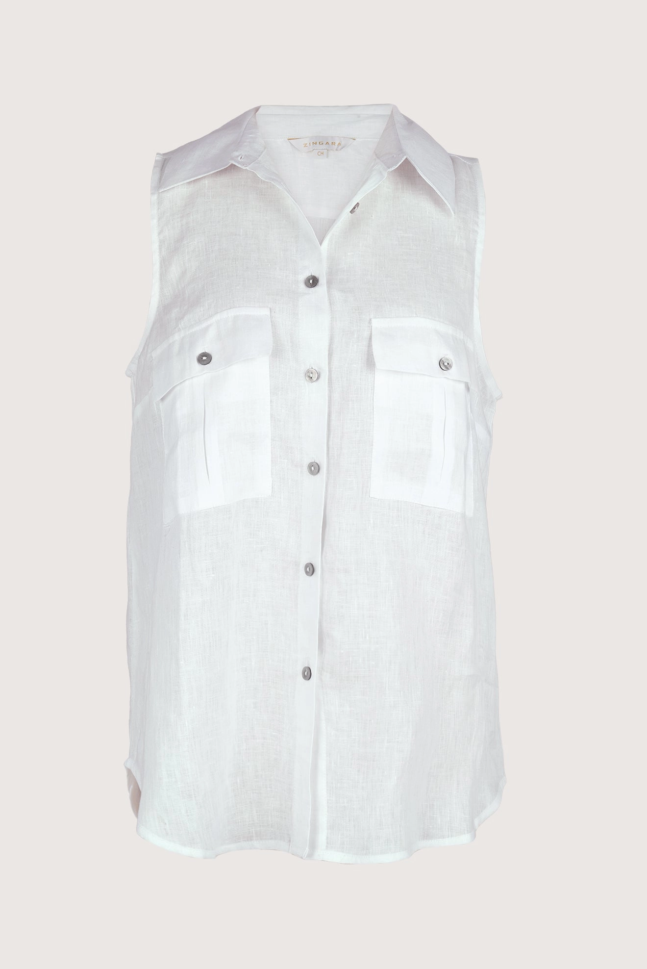Camisa de Botones de Lino Blanco