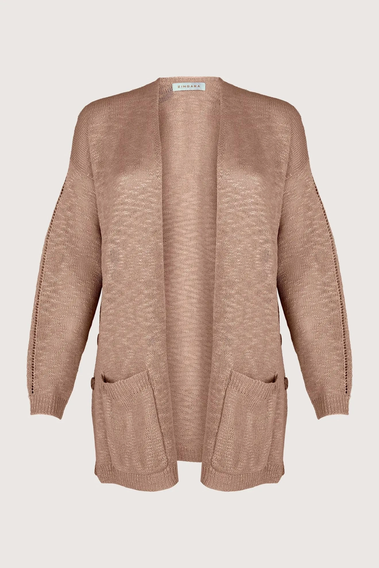 CARDIGAN CON BOLSILLOS PERLA TAUPE