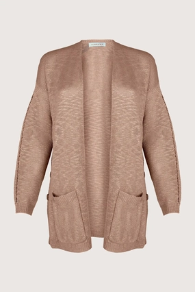 CARDIGAN CON BOLSILLOS PERLA TAUPE