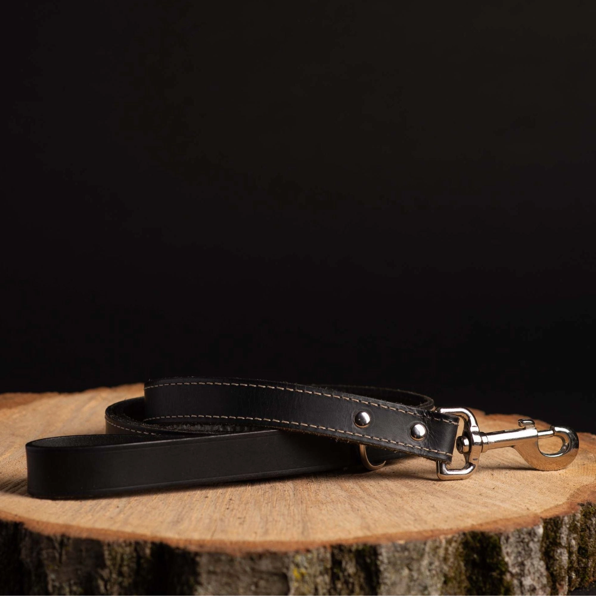 Cognac Stitched Leather Dog Leash 60'' - Made in Canada