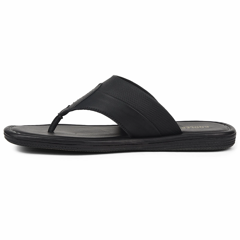 Coolers Black Casual Slipper For Men AOL-13 By Liberty