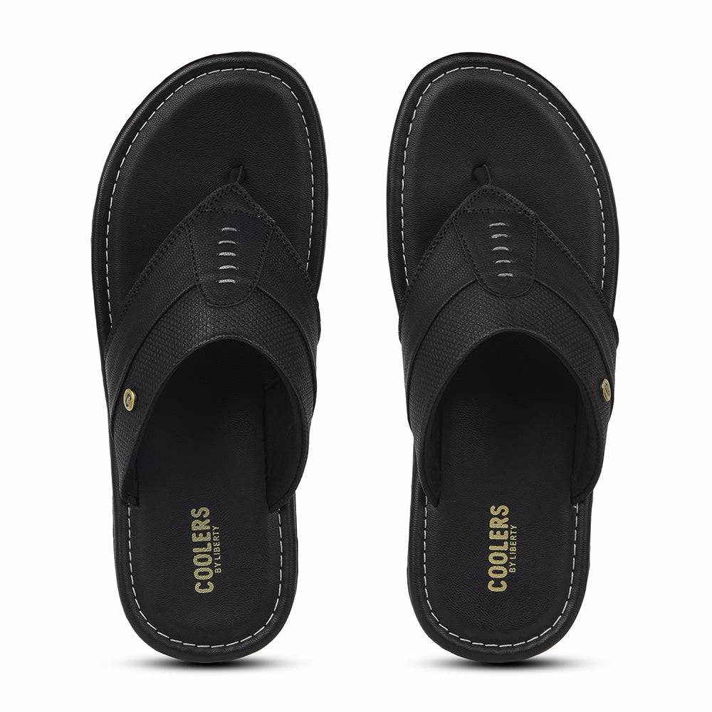 Coolers Black Casual Slipper For Men AOL-13 By Liberty