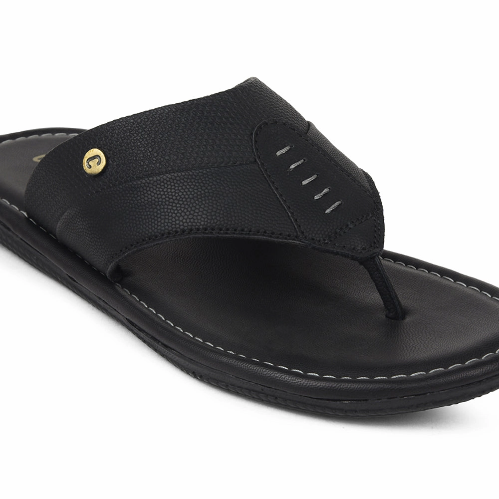 Coolers Black Casual Slipper For Men AOL-13 By Liberty