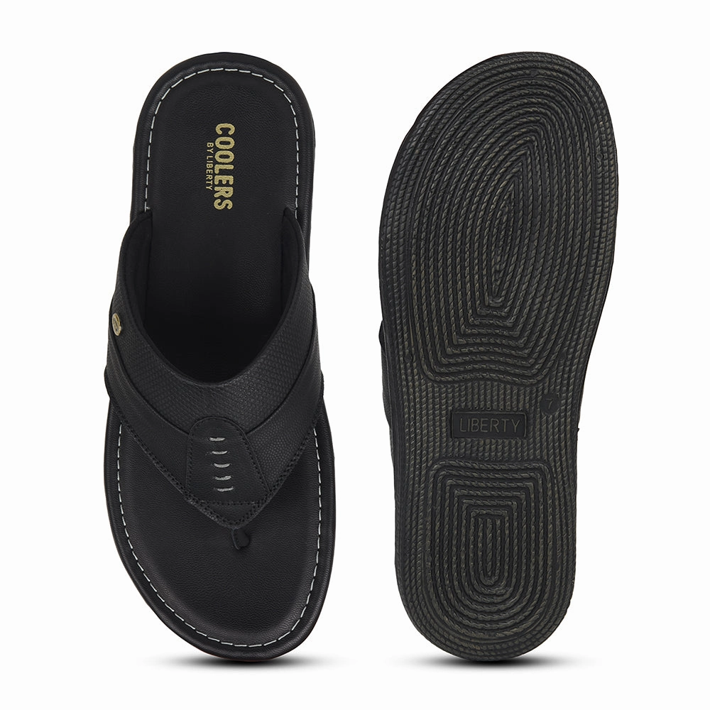 Coolers Black Casual Slipper For Men AOL-13 By Liberty