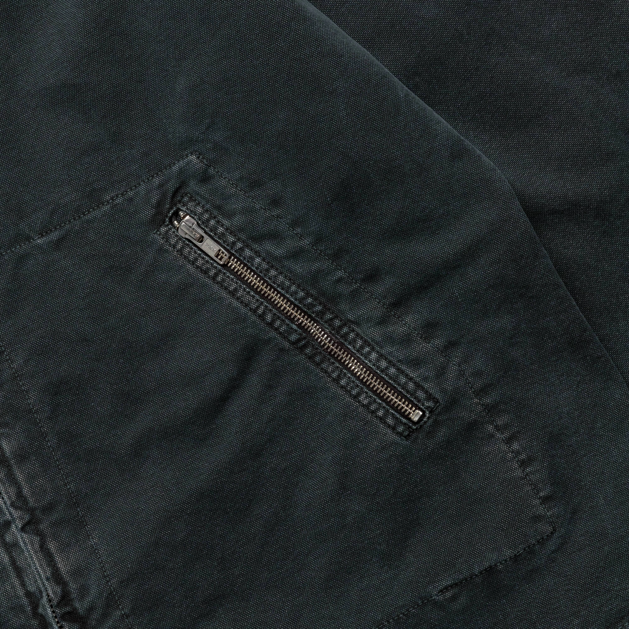Distressed Denim Zip-Up Jacket - Black