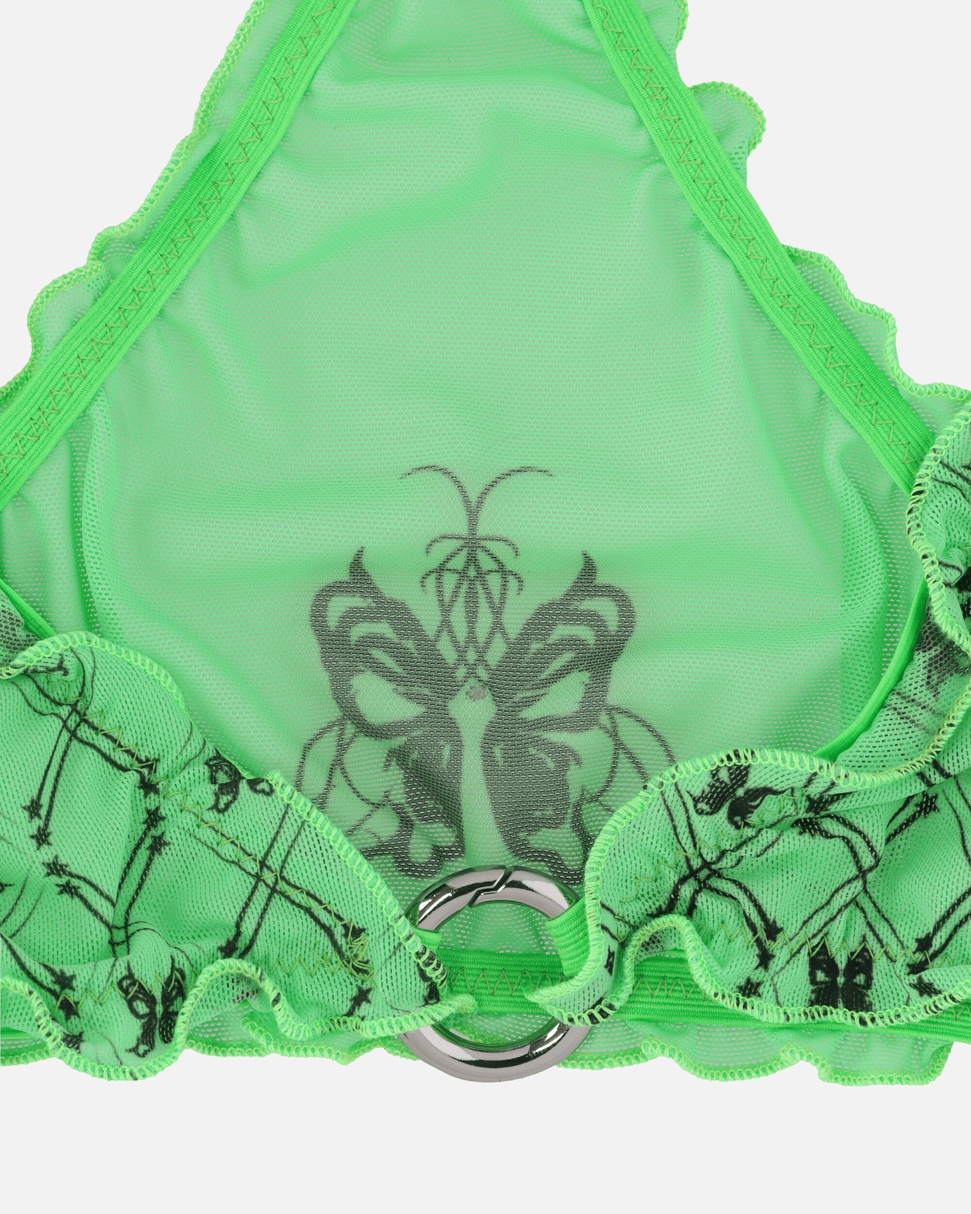 Evil Butterfly Pattern Sporty Bra Acid Green / Dark Brown