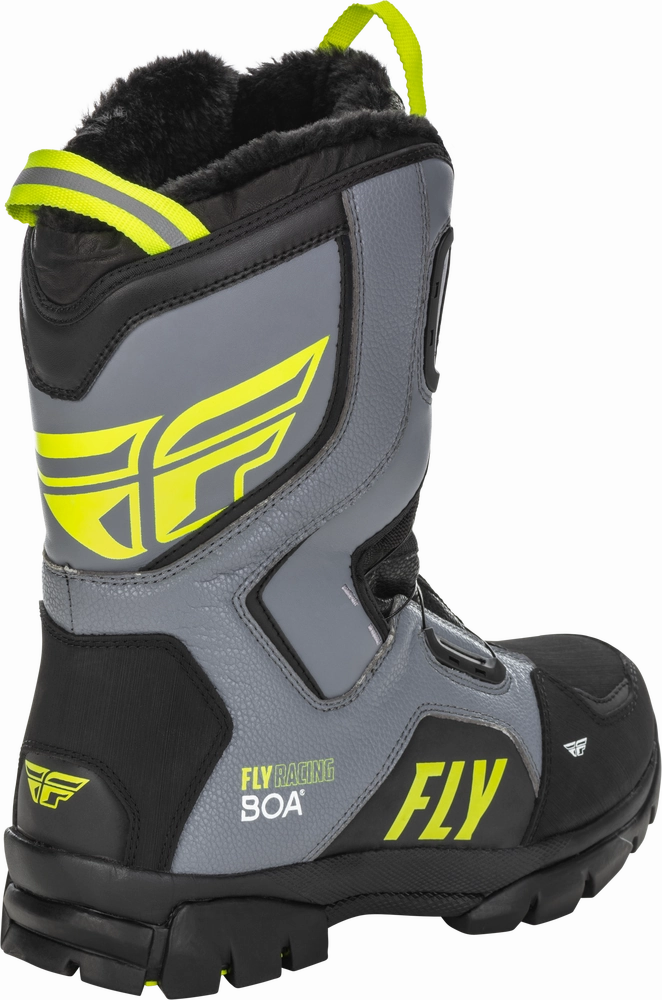 Fly Racing Marker BOA Snowmobile Boot Black Grey Hi-Vis Yellow