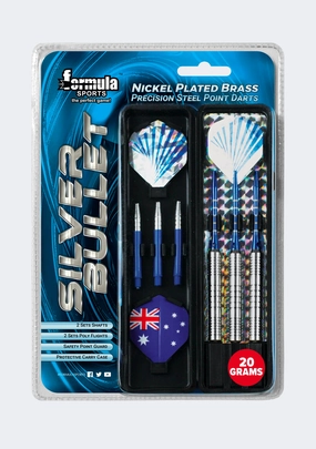 Formula Sports Silver Bullet Nickel Plated Brass Precision Steel Point Darts (Australian Flag Flights)