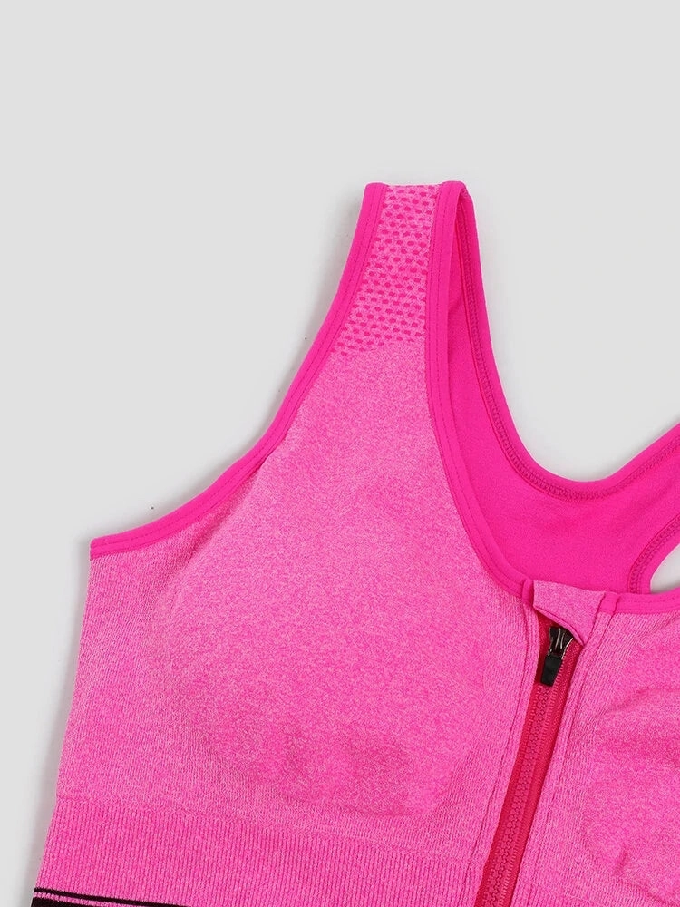 Front Zipper Wireless Shockproof Sports Bras with Removable Pad