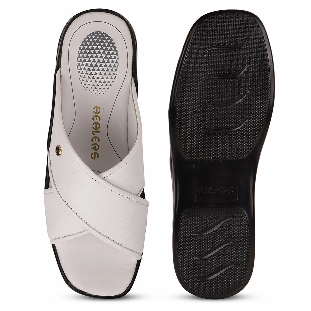 Healers White Casual Slipper For Men 2013-121 By Liberty