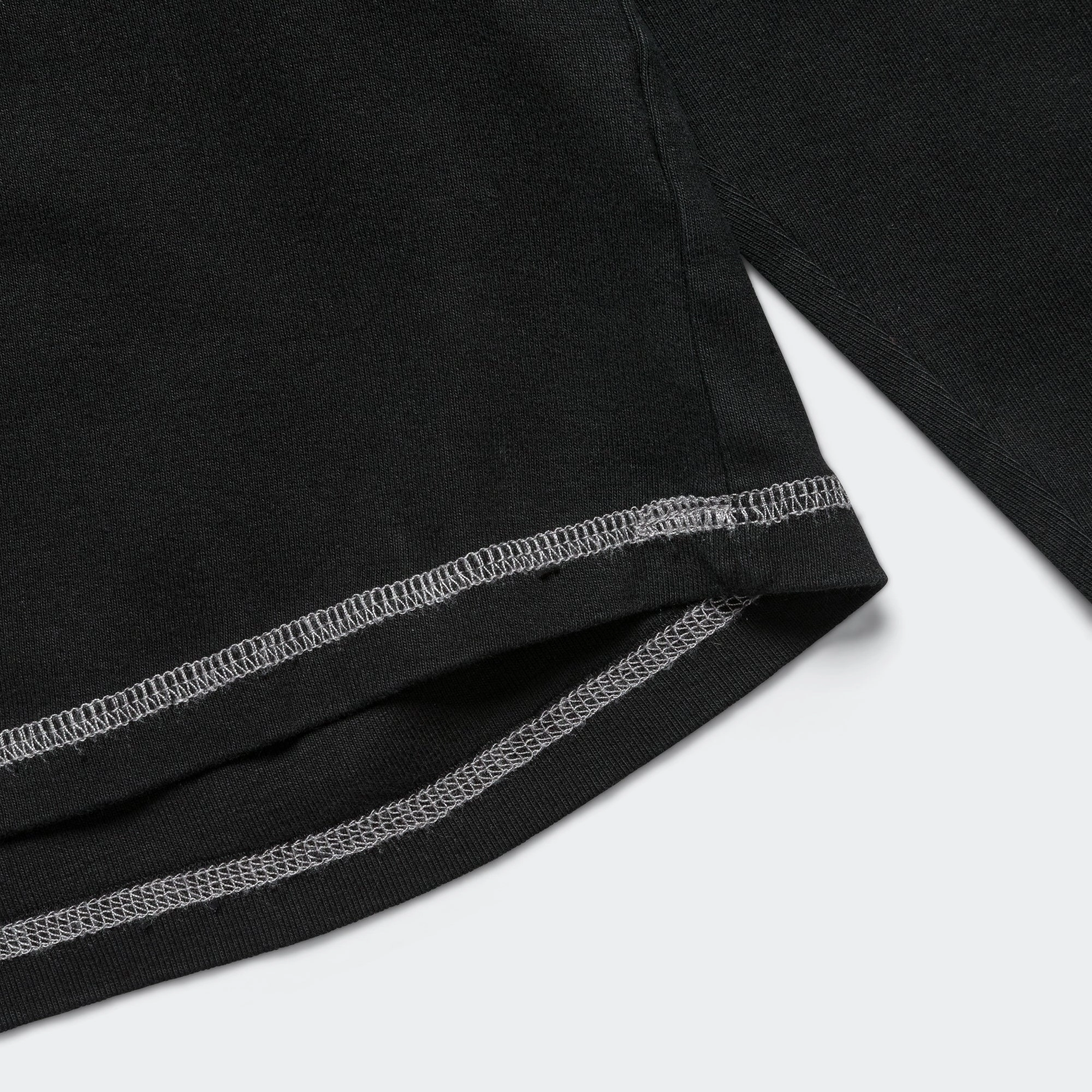 Heavy Rib Knit Long Sleeve Tee - Black
