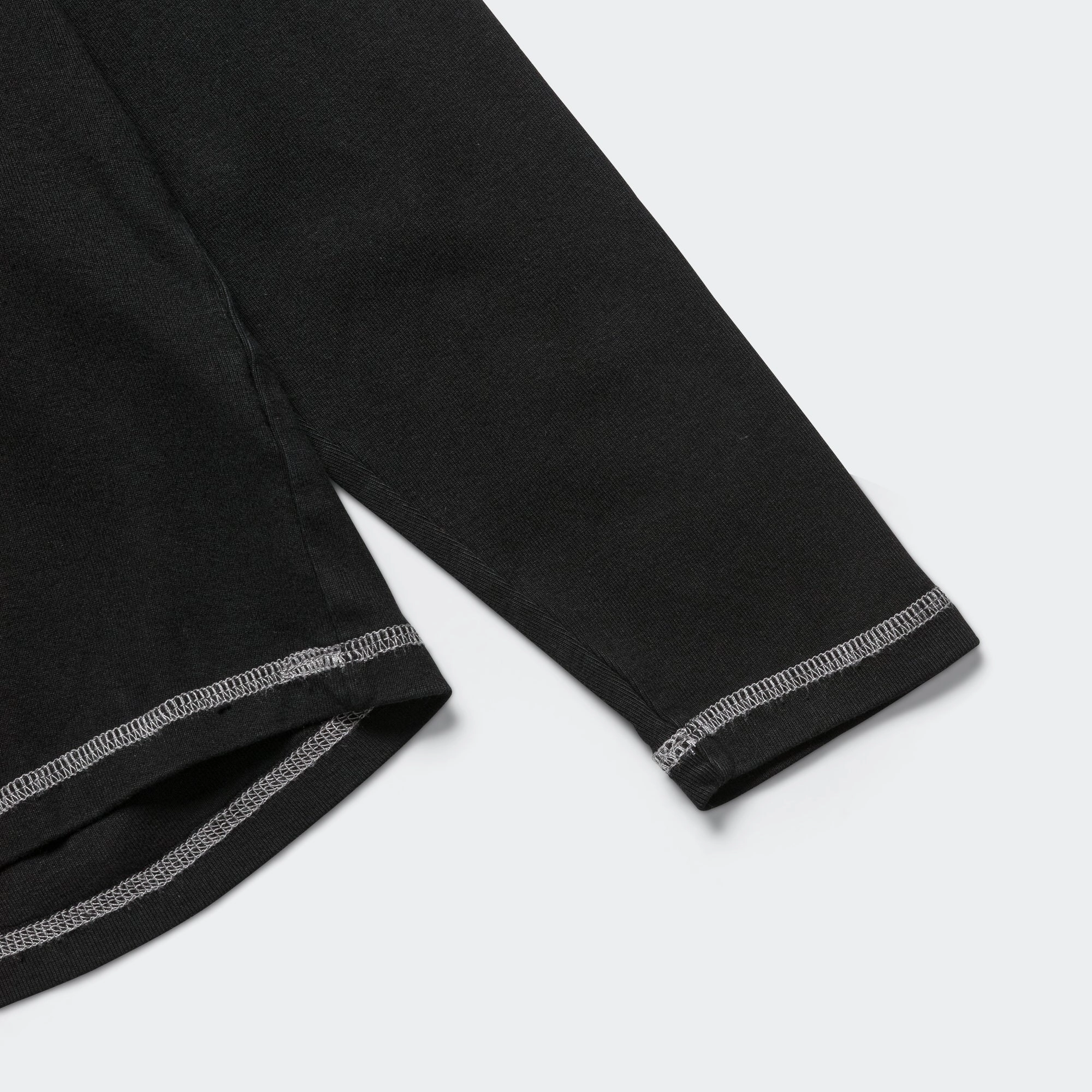 Heavy Rib Knit Long Sleeve Tee - Black