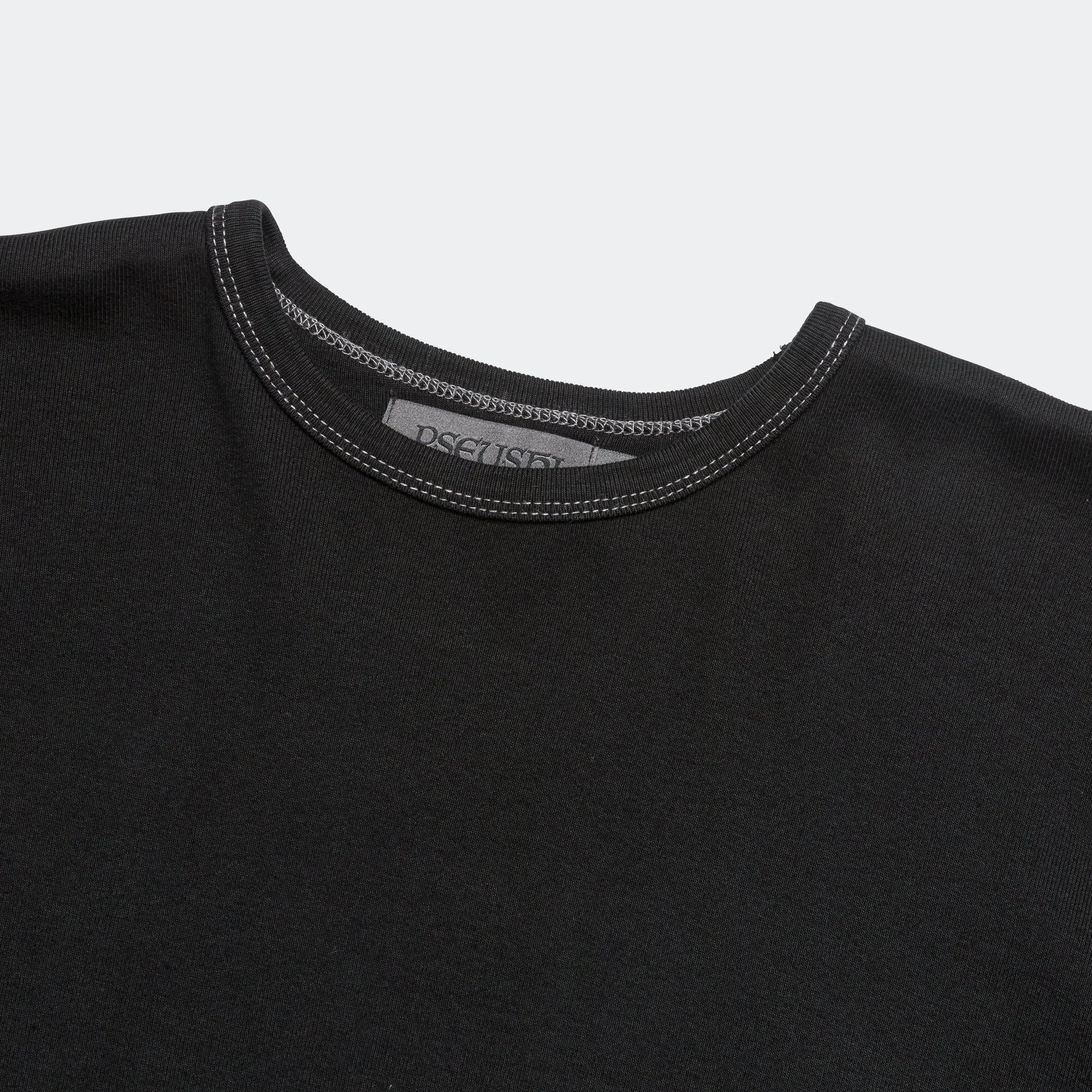 Heavy Rib Knit Long Sleeve Tee - Black