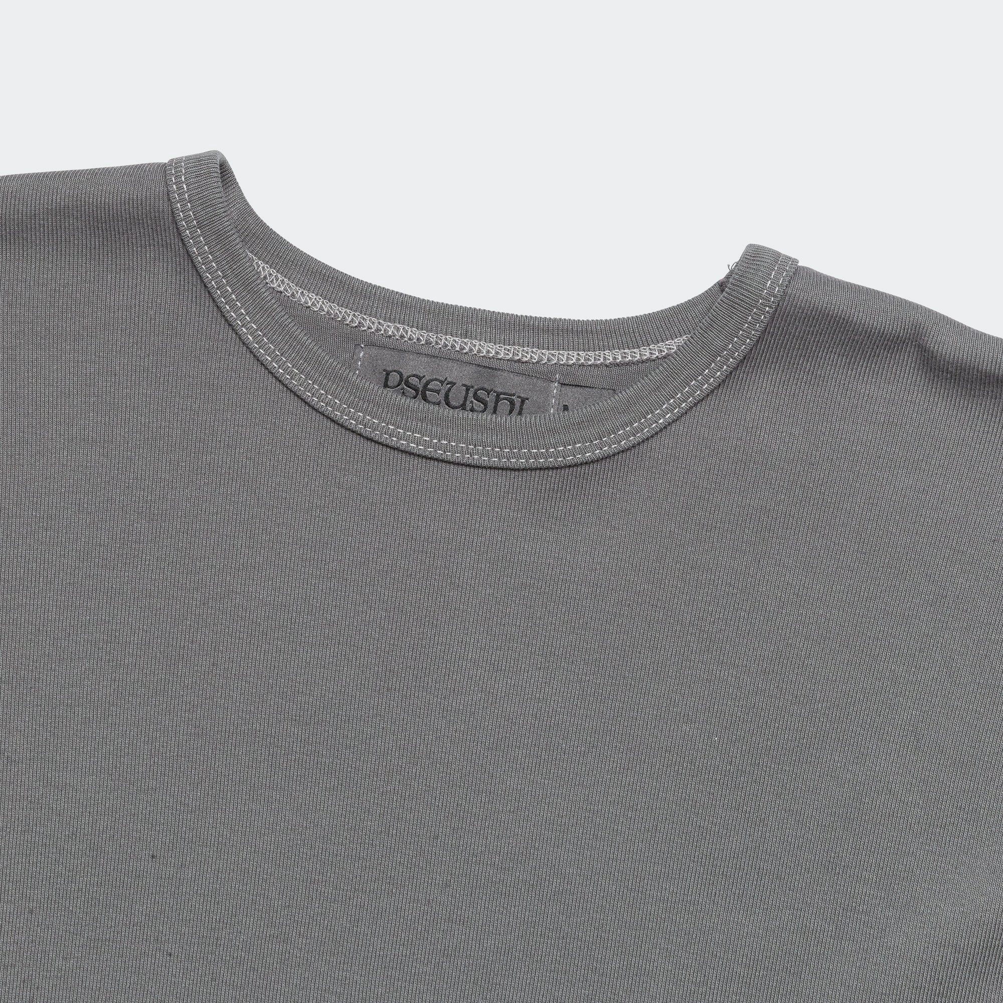 Heavy Rib Knit Long Sleeve Tee - Grey