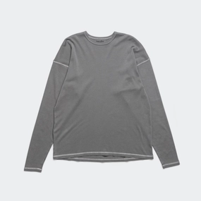 Heavy Rib Knit Long Sleeve Tee - Grey