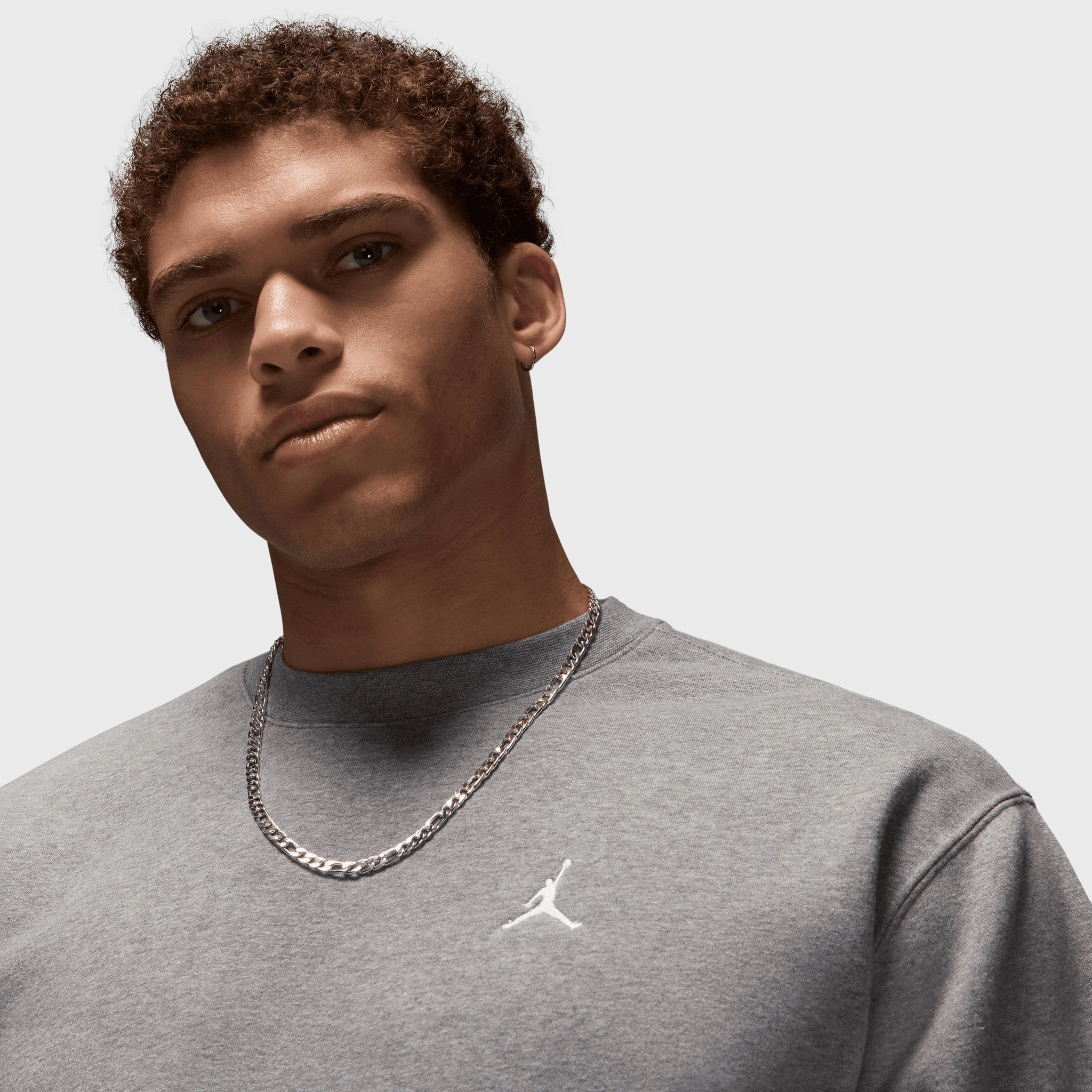 Jordan Brooklyn Fleece Crewneck Carbon Heather / White