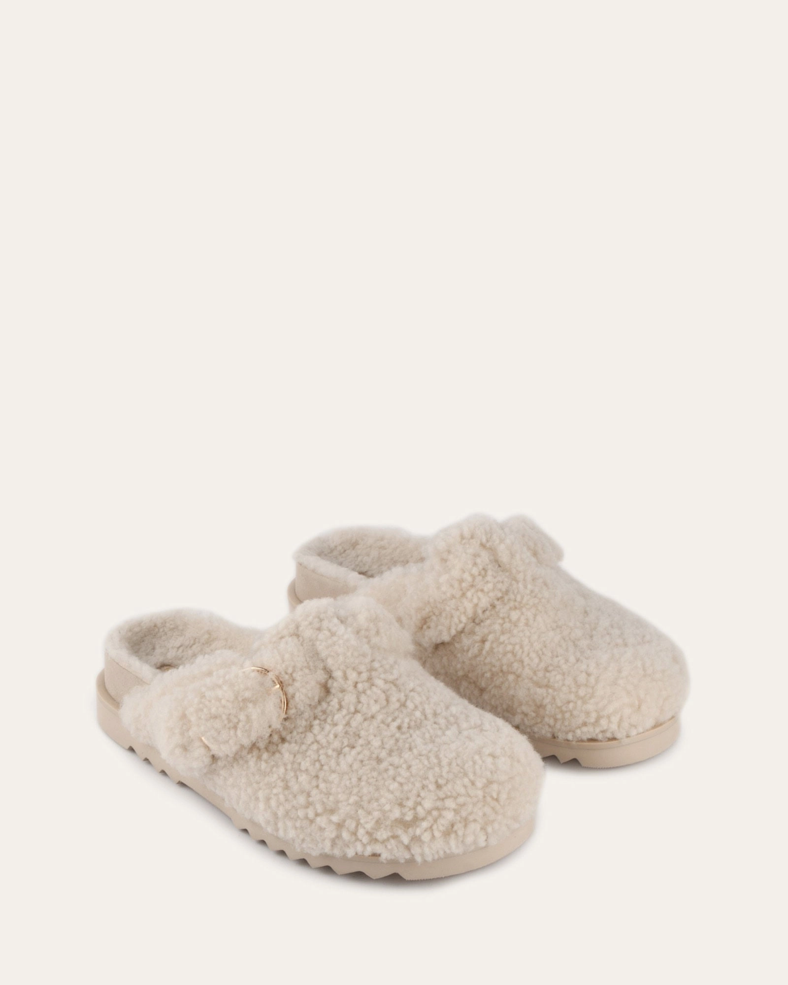 JUNIE CASUAL FLATS CREAM SHEARLING