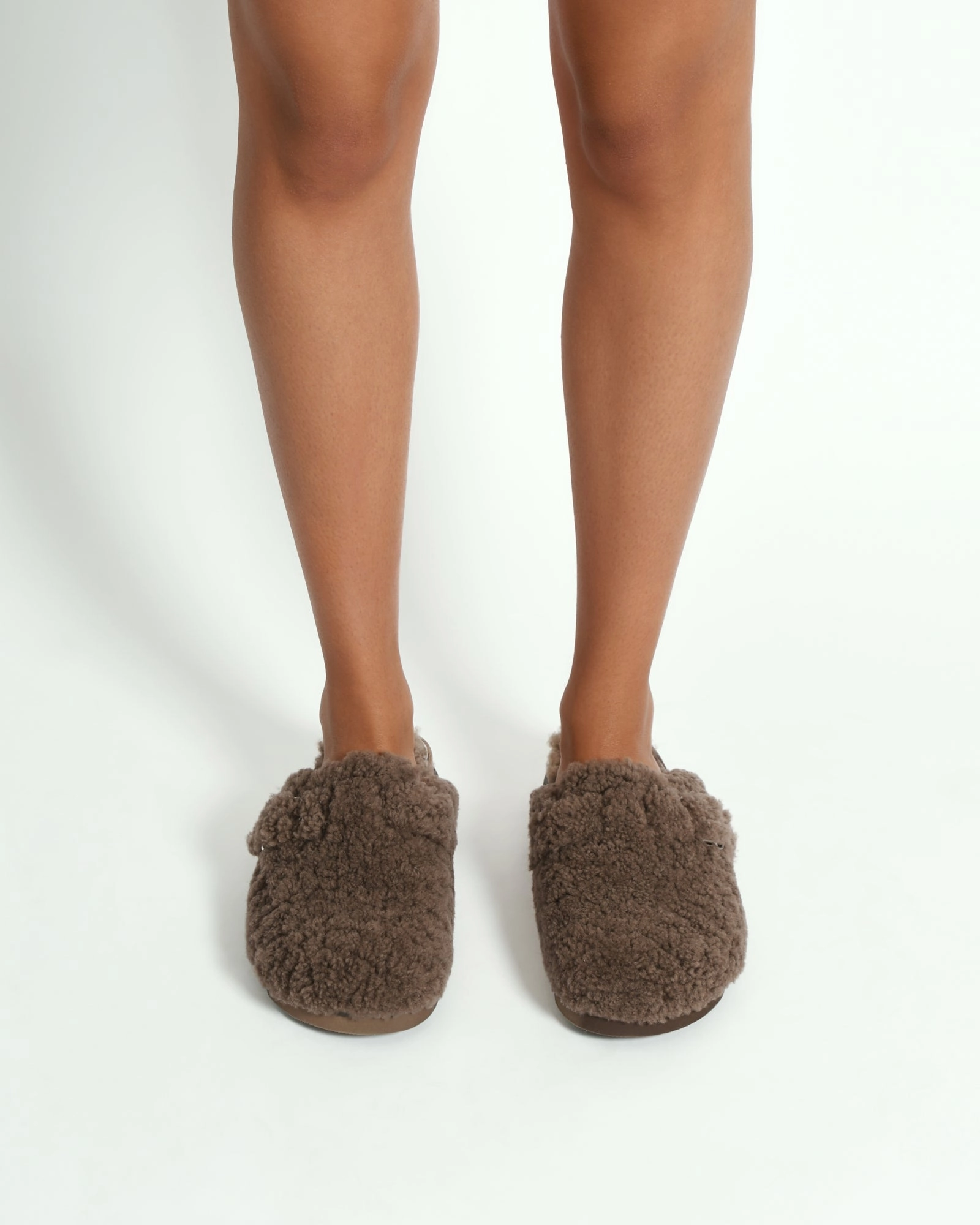 JUNIE CASUAL FLATS TAUPE SHEARLING