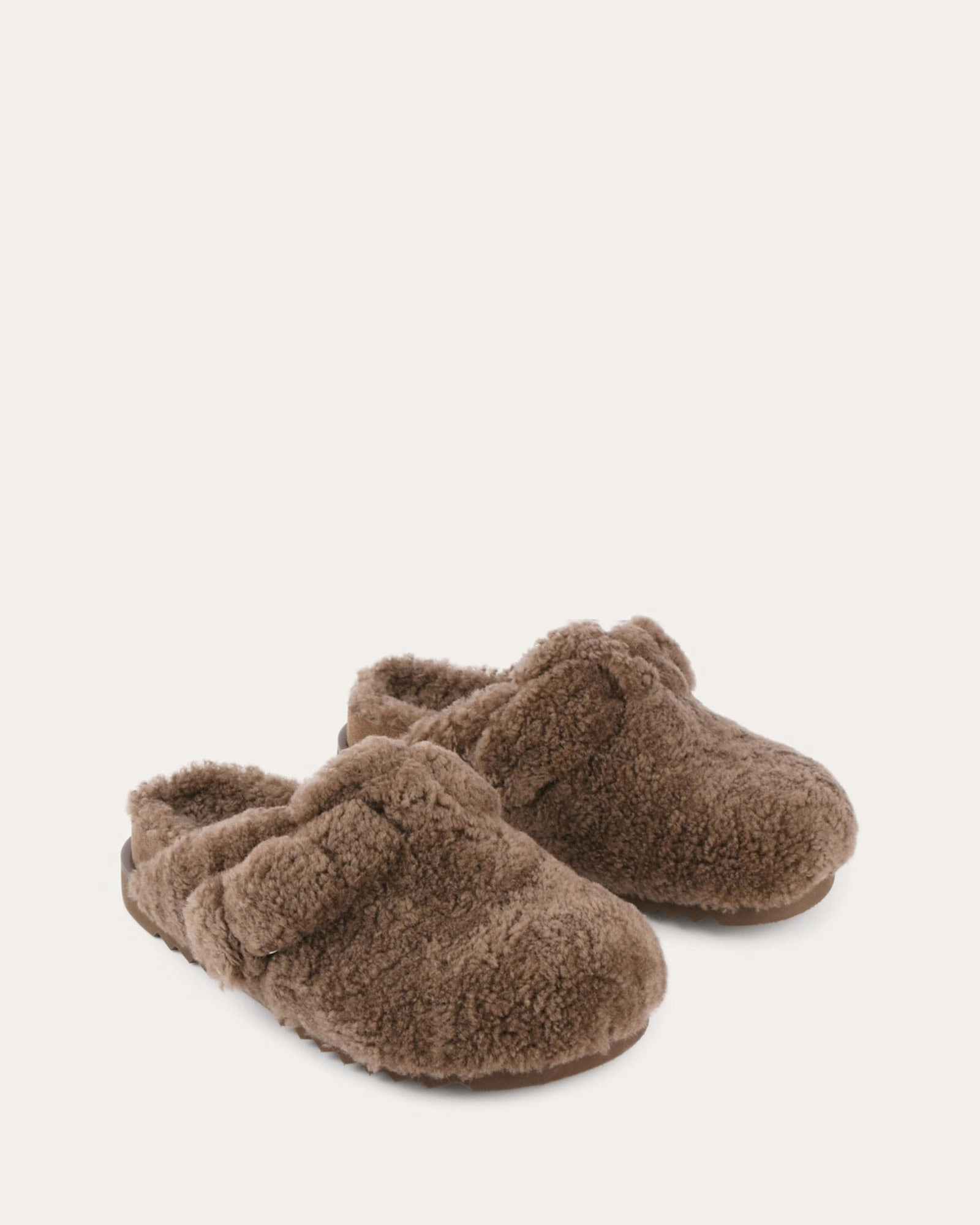 JUNIE CASUAL FLATS TAUPE SHEARLING