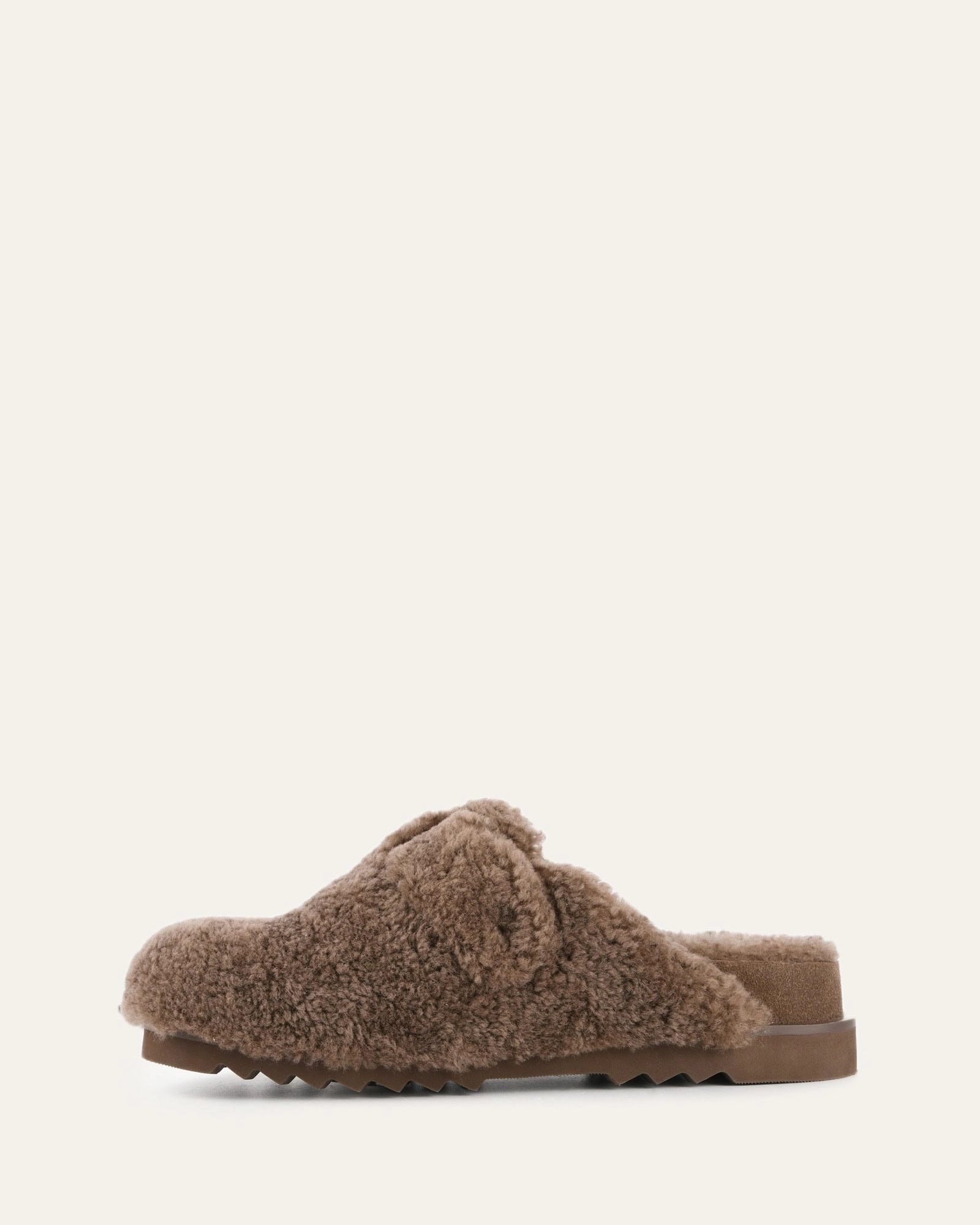 JUNIE CASUAL FLATS TAUPE SHEARLING