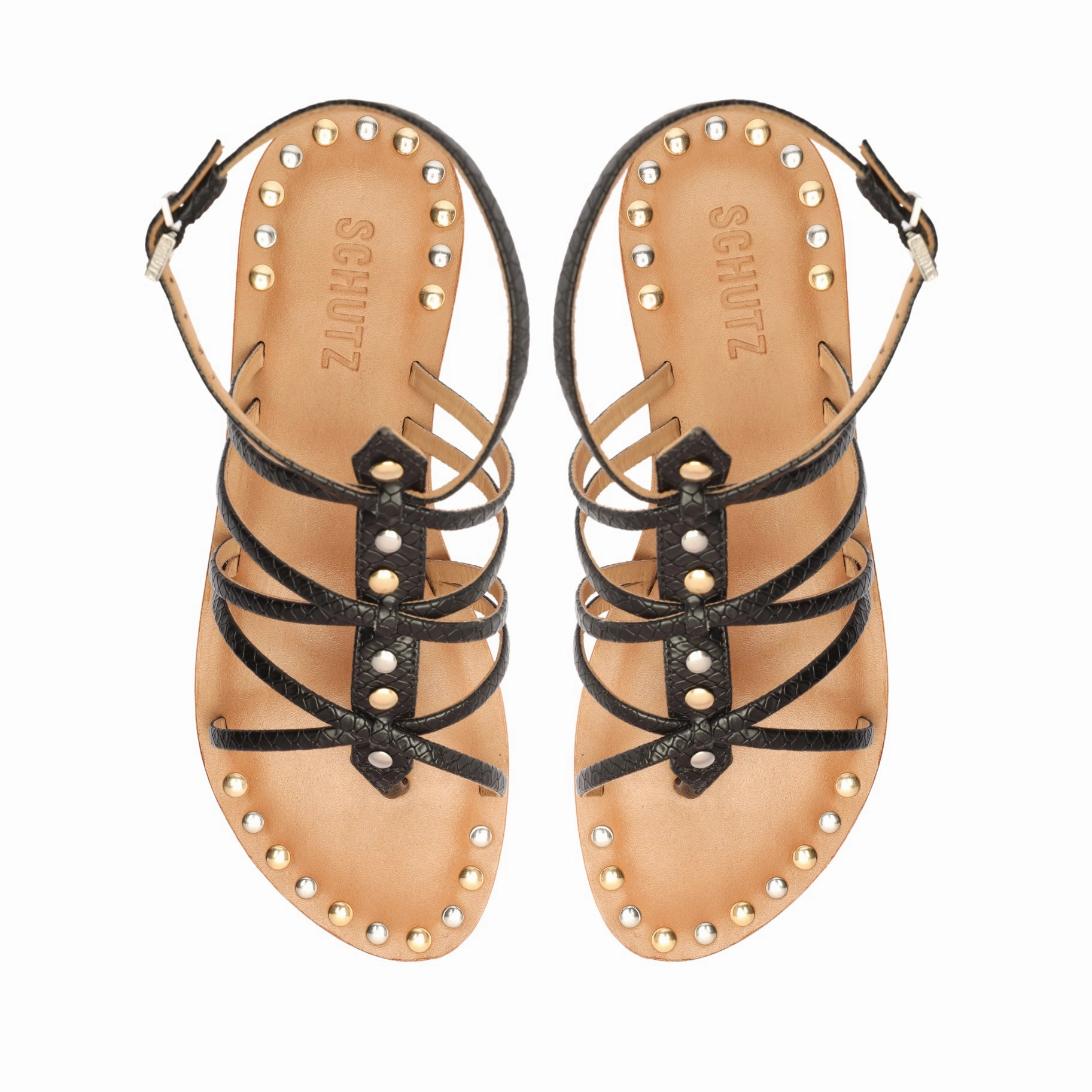 Malaya Casual Snake-Embossed Leather Sandal