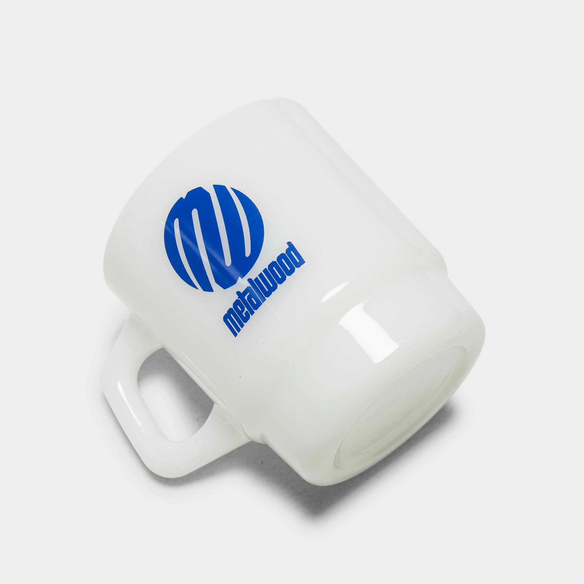Metal Logo Milk Glass Mug - White