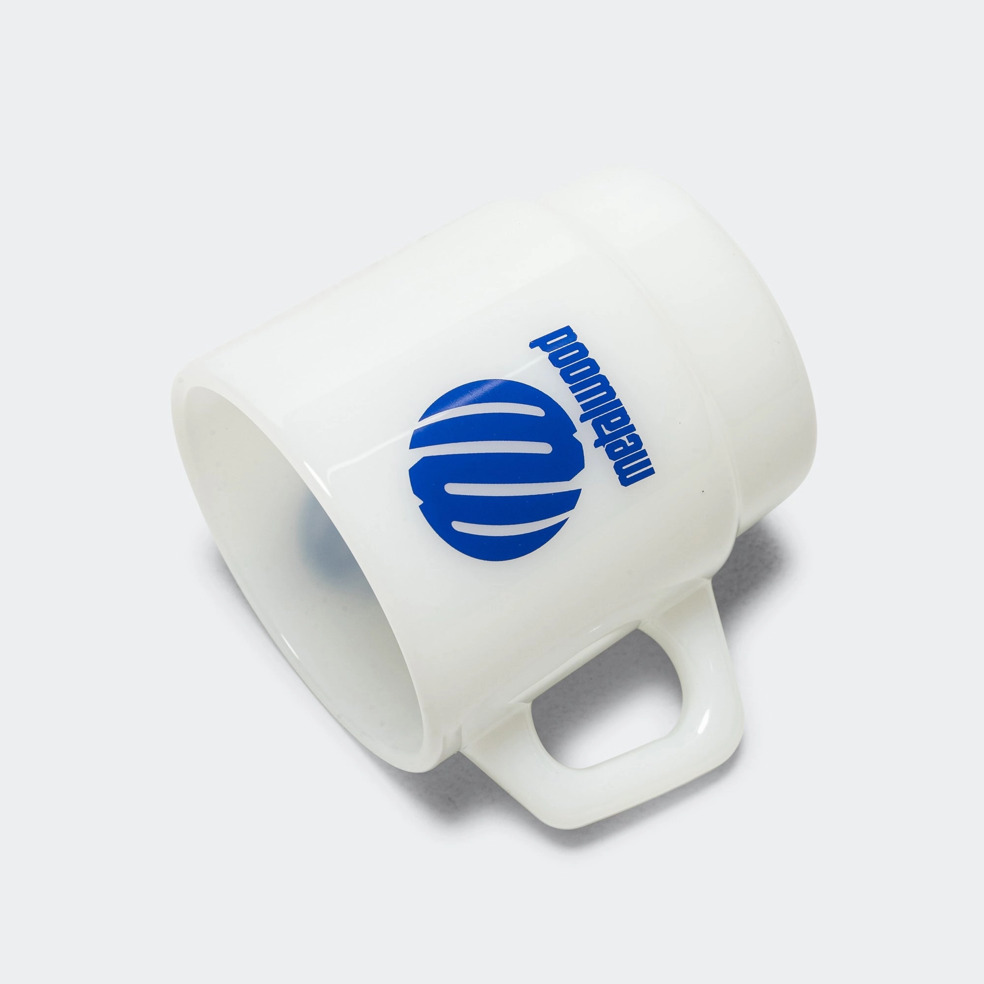 Metal Logo Milk Glass Mug - White