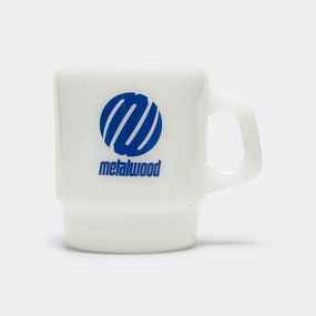 Metal Logo Milk Glass Mug - White