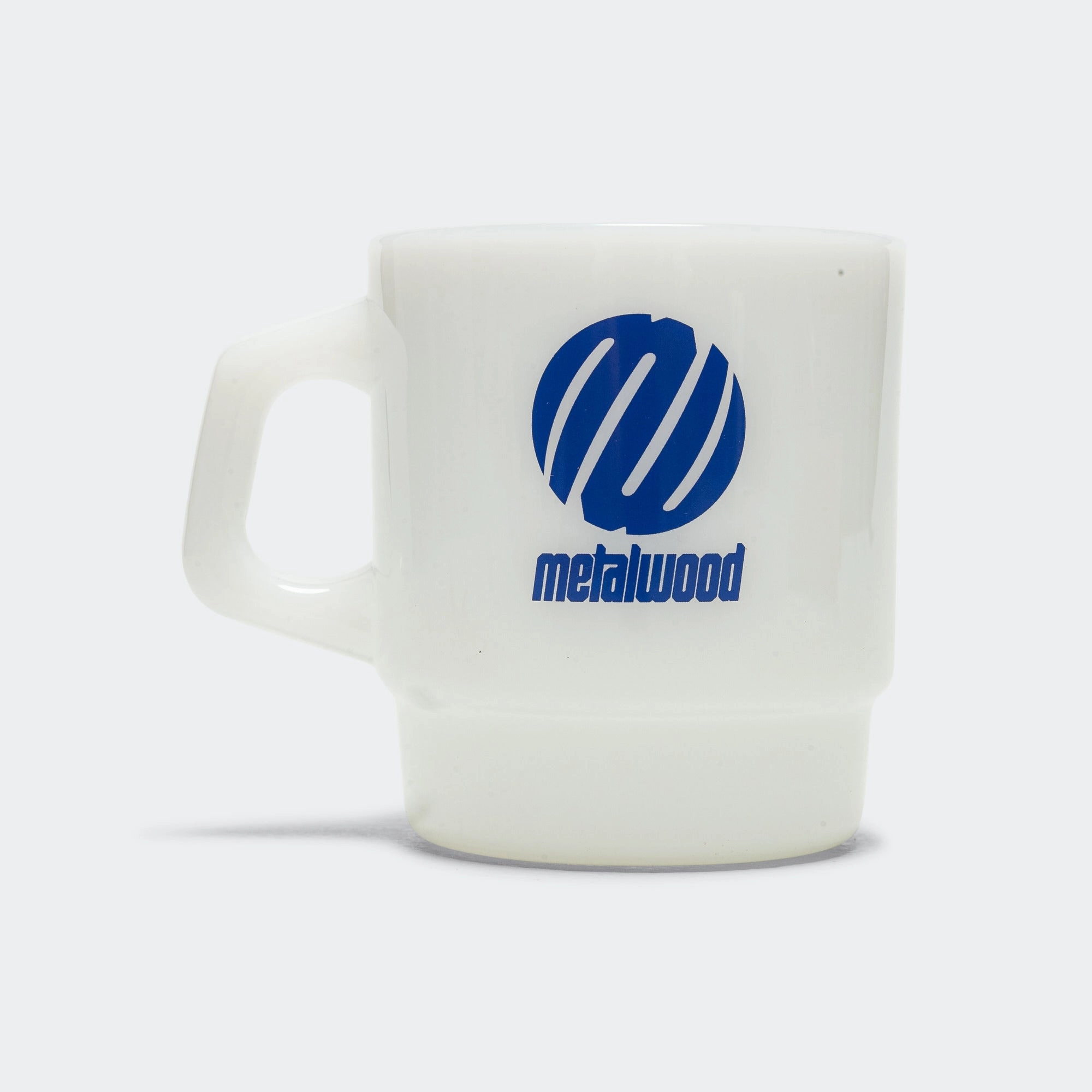 Metal Logo Milk Glass Mug - White