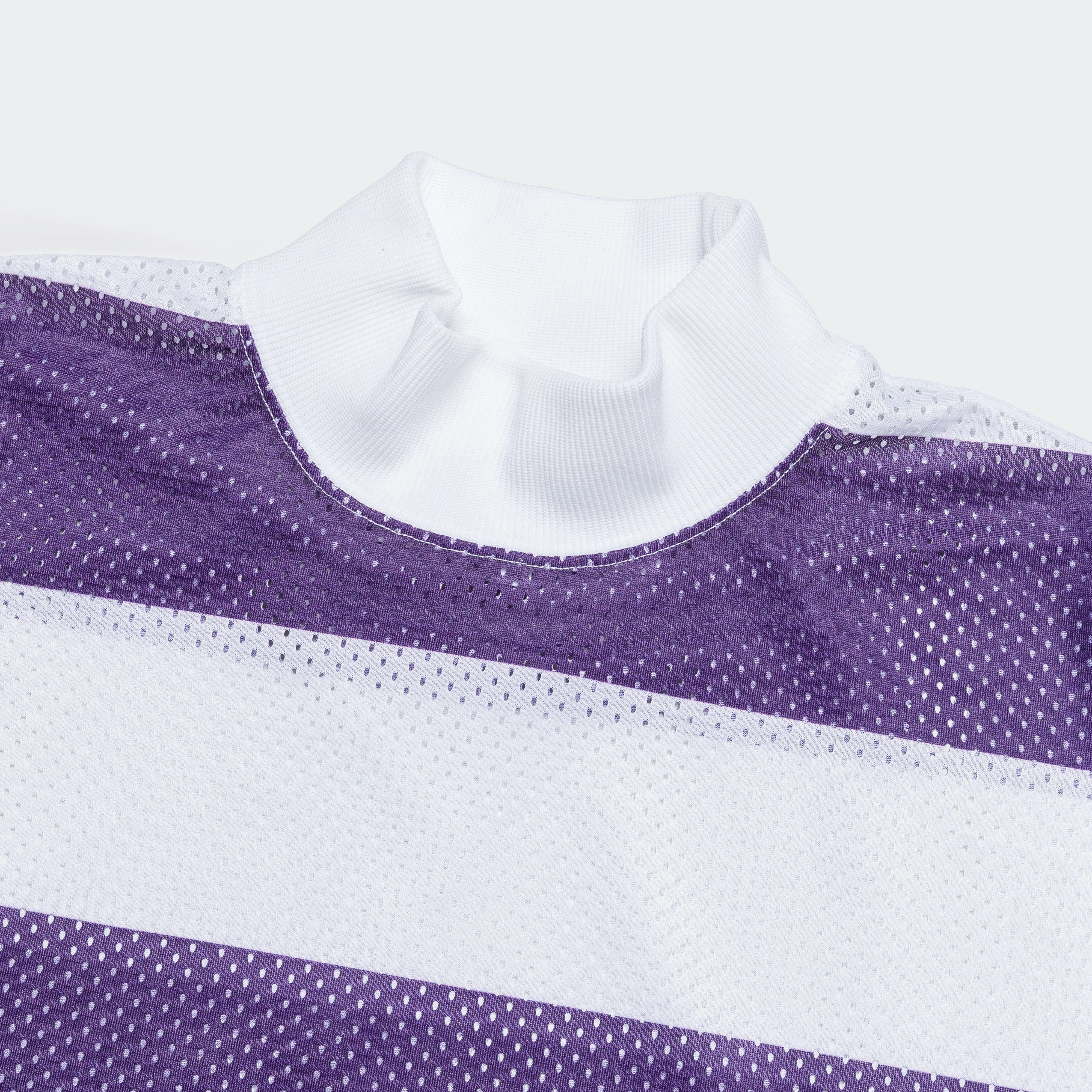 Mock Neck Stripe L/S Tee - Purple/White