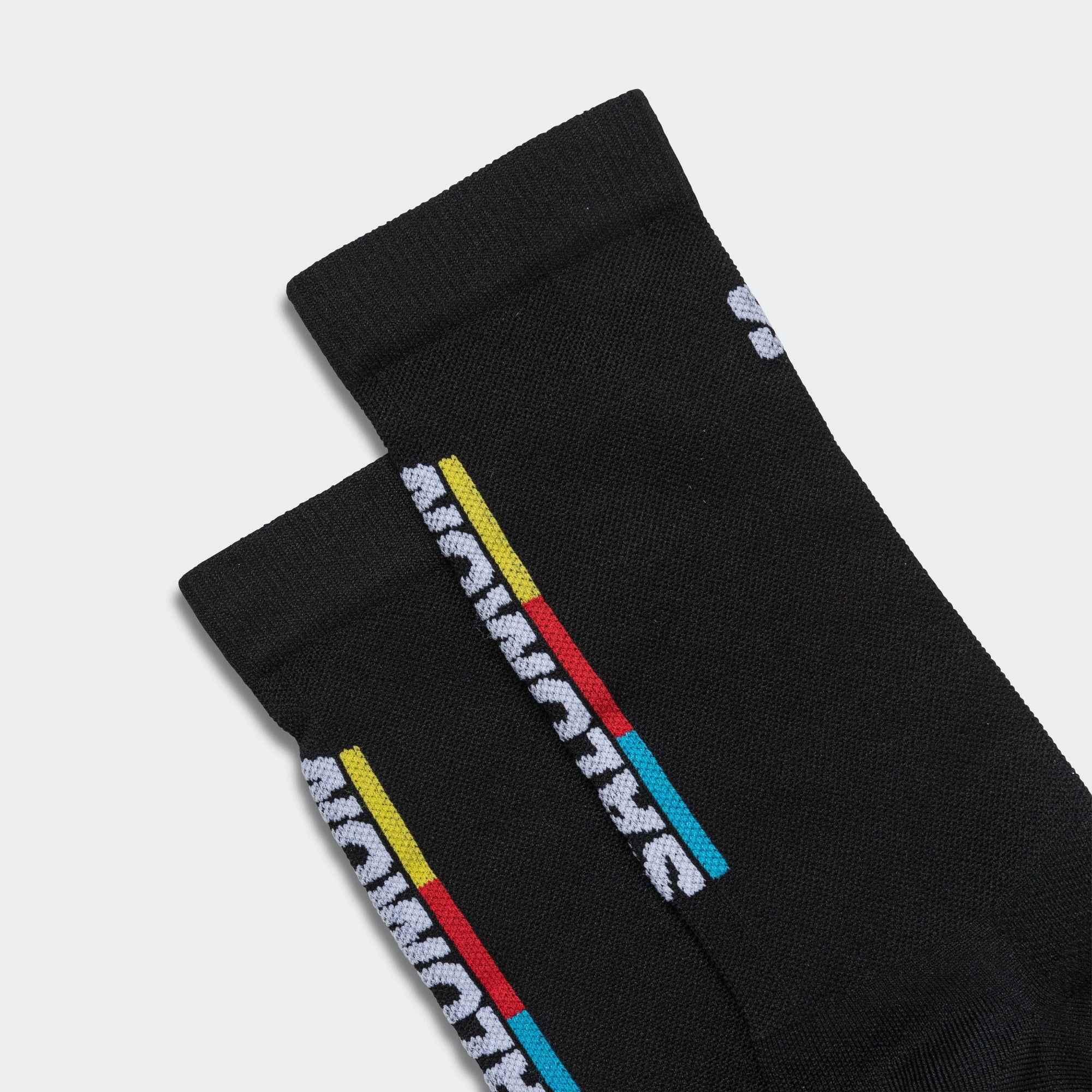 Pulse Race Flag Crew Sock - Black/Bright Red-Lemon