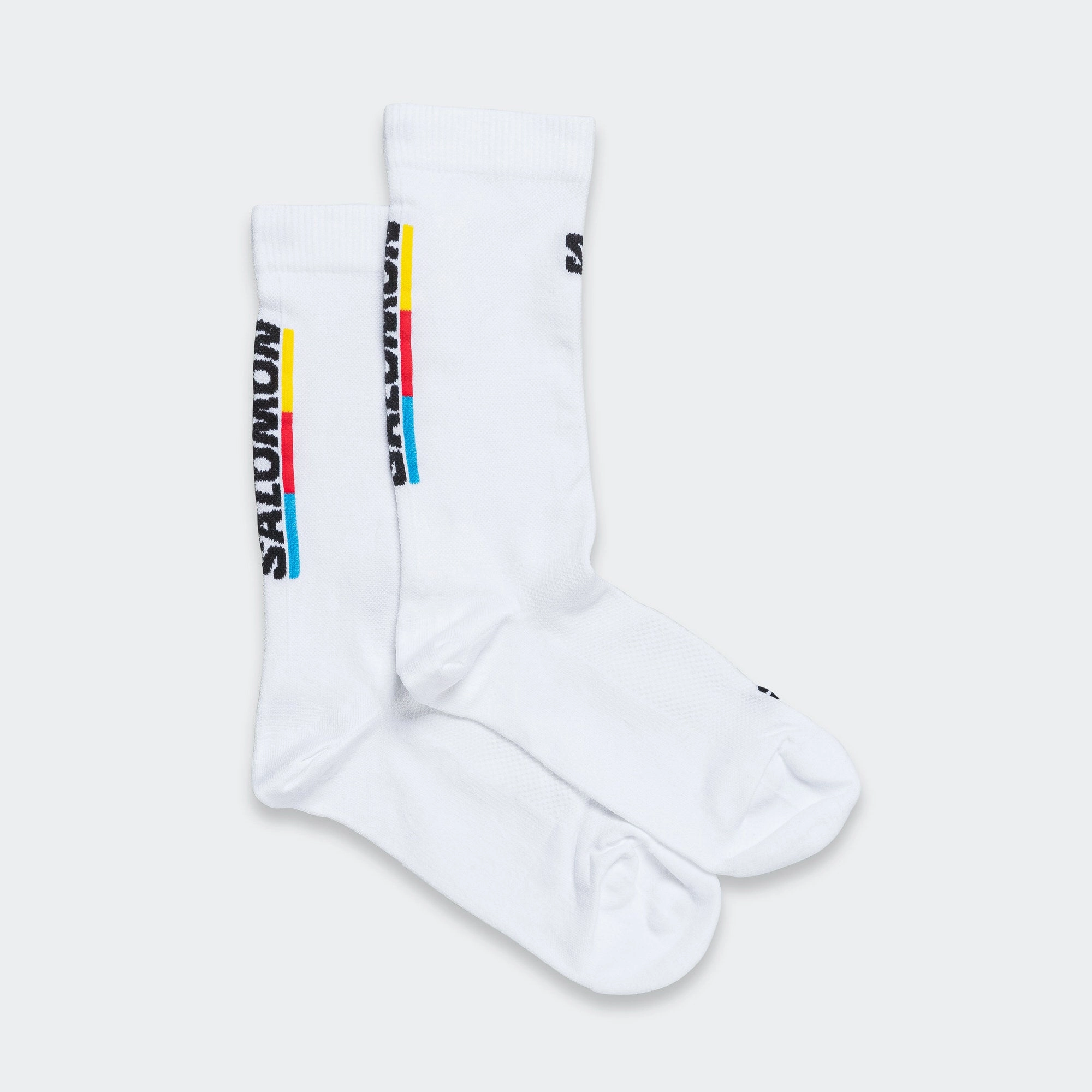 Pulse Race Flag Crew Sock - White/Bright Red-Lemon