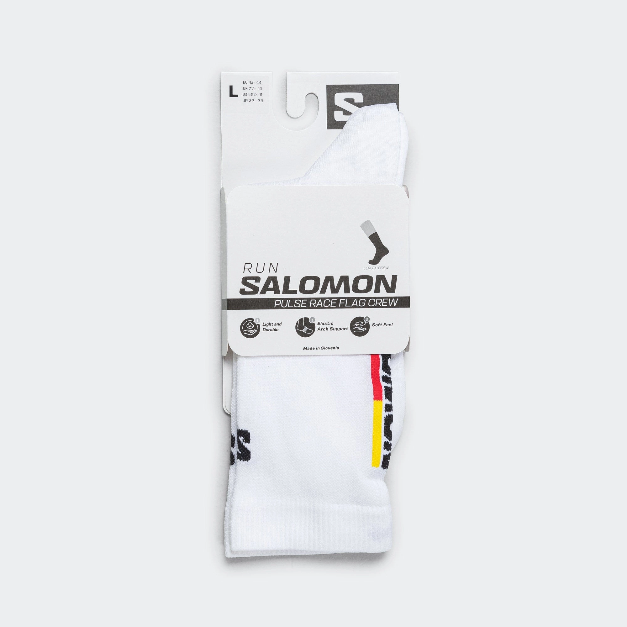 Pulse Race Flag Crew Sock - White/Bright Red-Lemon