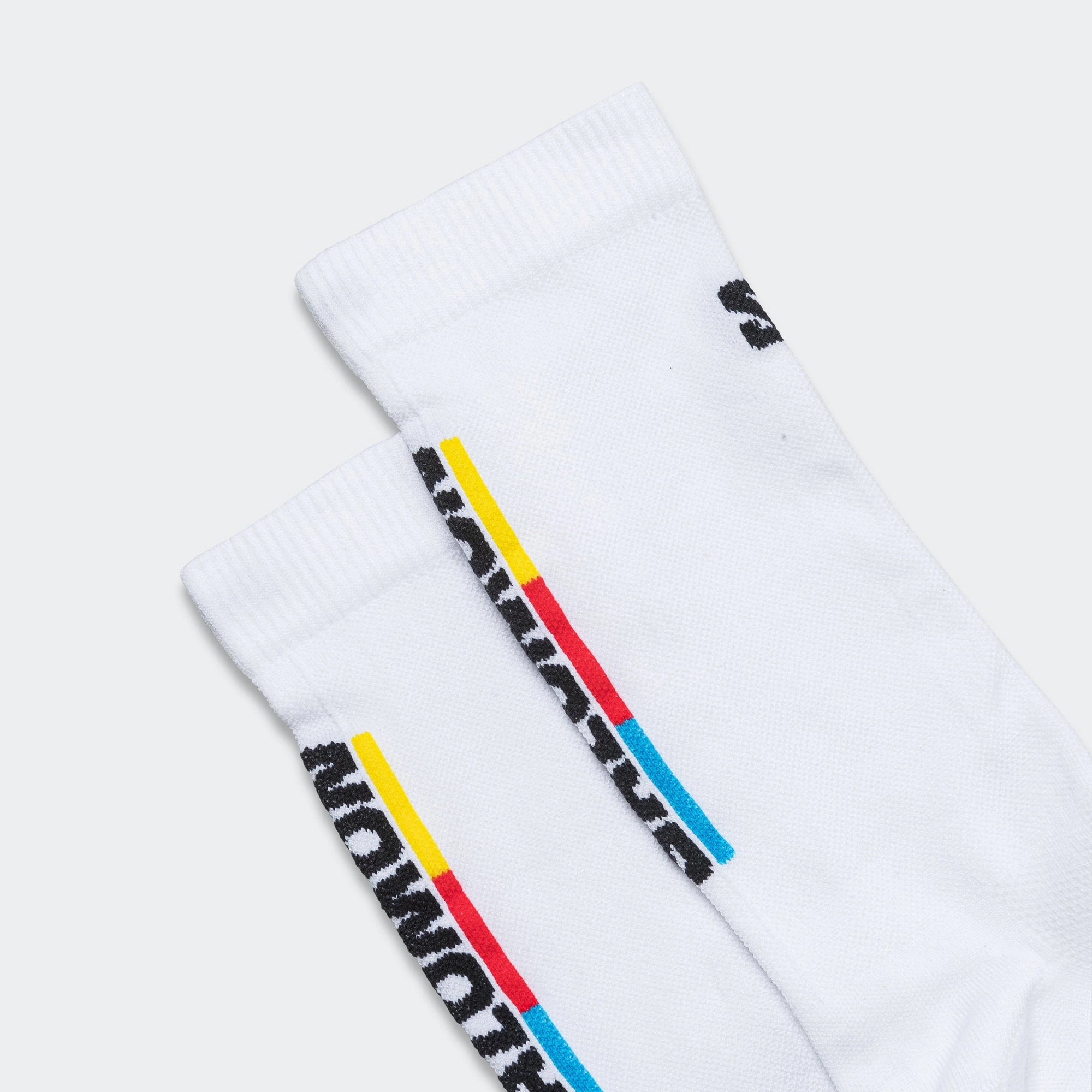 Pulse Race Flag Crew Sock - White/Bright Red-Lemon