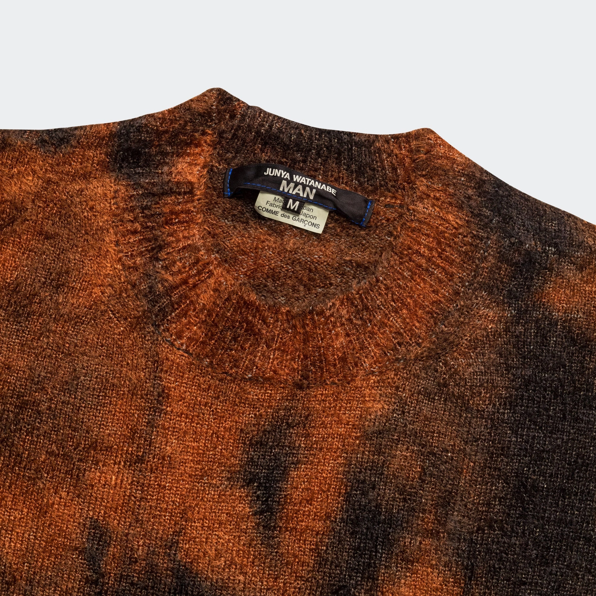 Rayon Mole Yarn Jersey Uneven Dye Knit Crew - Brown/Orange