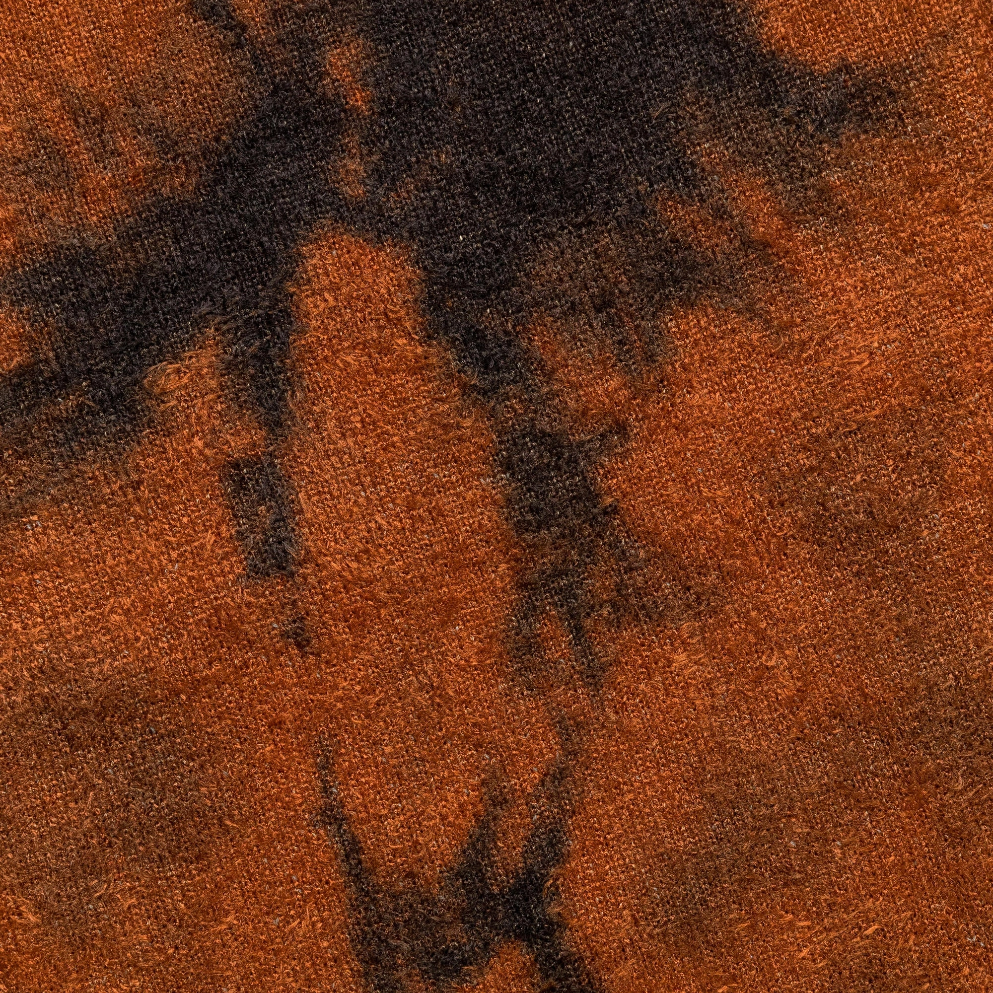Rayon Mole Yarn Jersey Uneven Dye Knit Crew - Brown/Orange