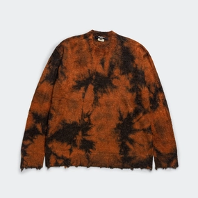 Rayon Mole Yarn Jersey Uneven Dye Knit Crew - Brown/Orange