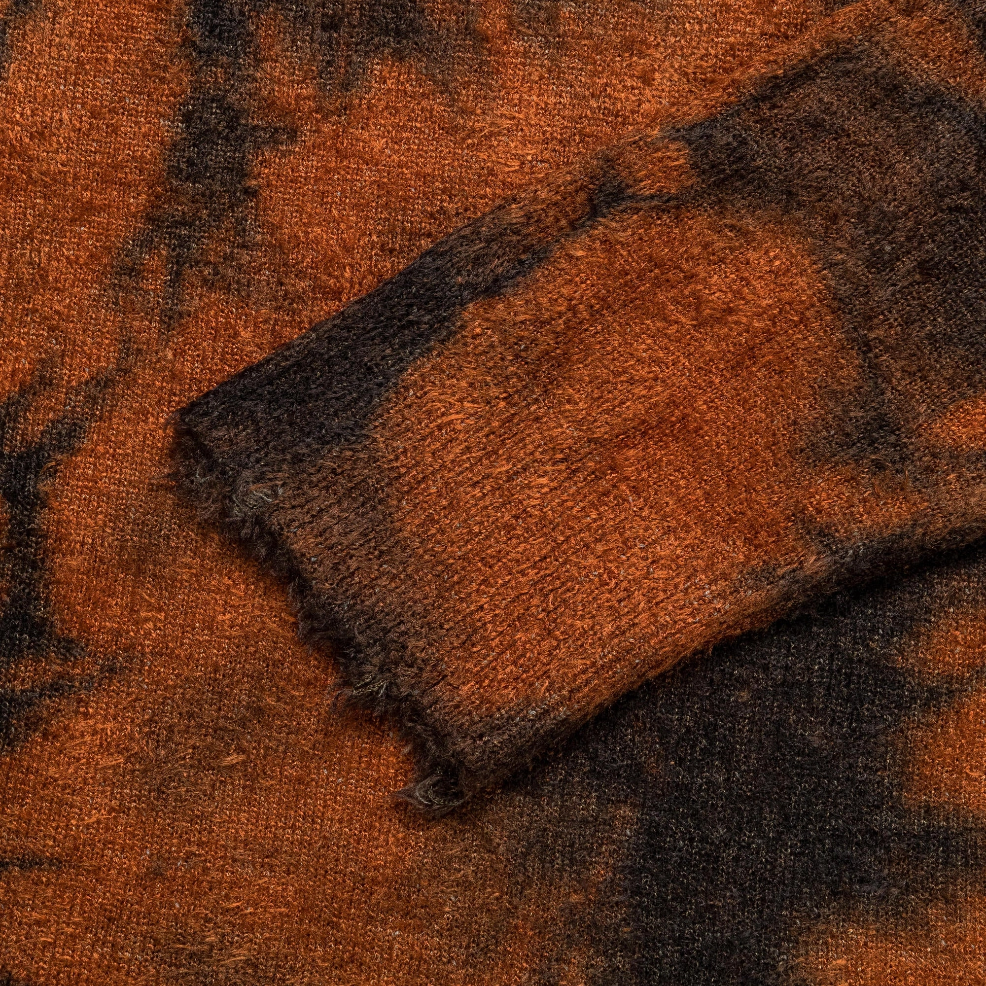 Rayon Mole Yarn Jersey Uneven Dye Knit Crew - Brown/Orange