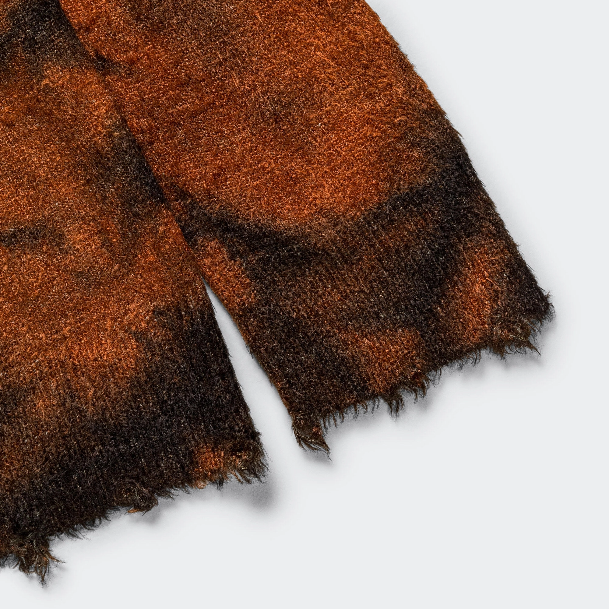 Rayon Mole Yarn Jersey Uneven Dye Knit Crew - Brown/Orange