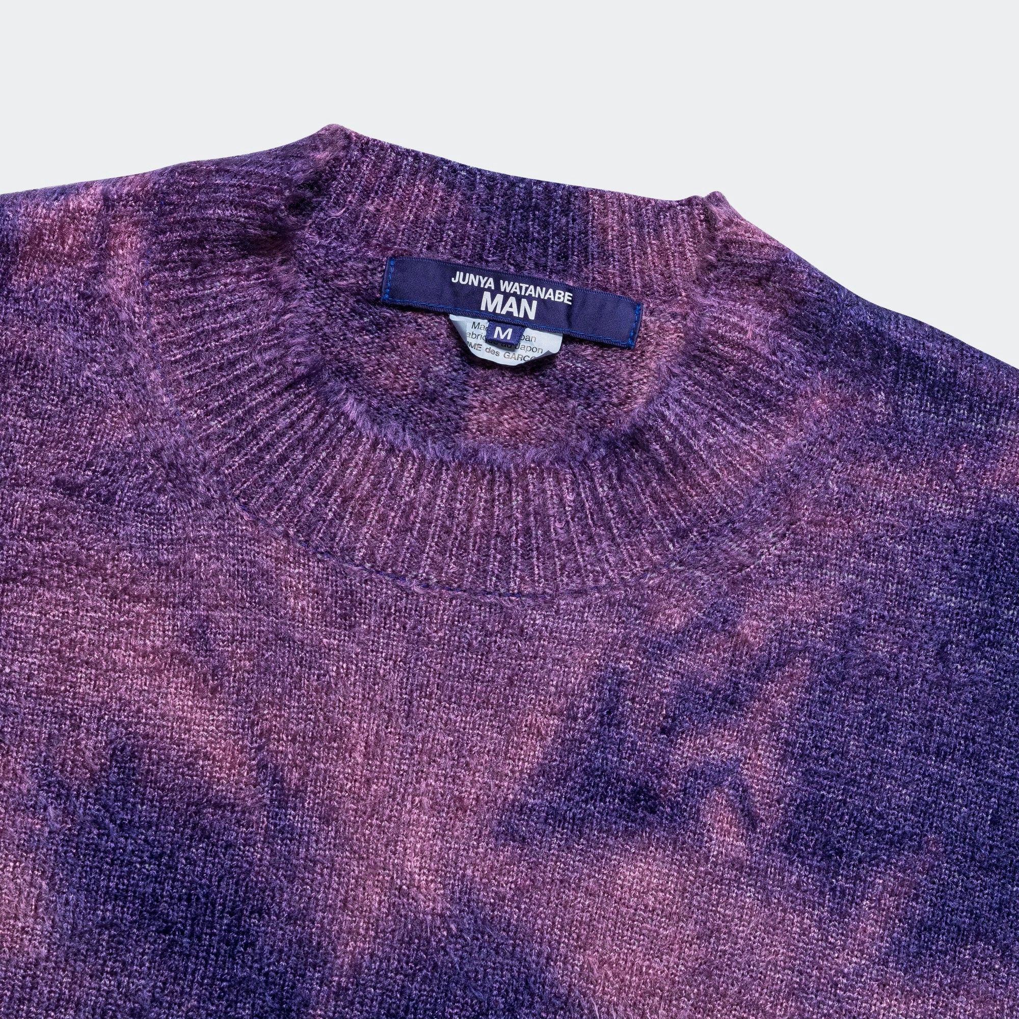 Rayon Mole Yarn Jersey Uneven Dye Knit Crew - Navy/Purple