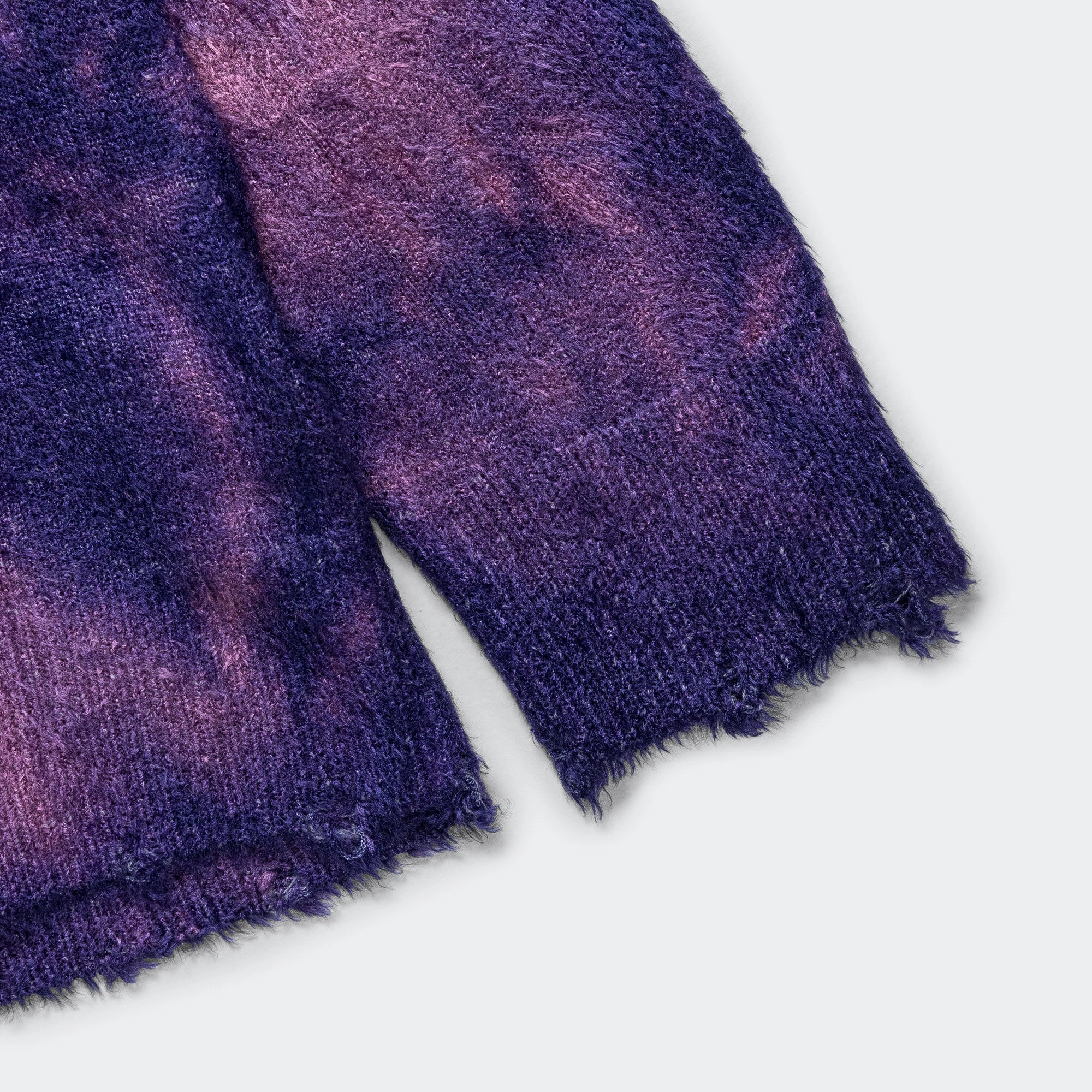 Rayon Mole Yarn Jersey Uneven Dye Knit Crew - Navy/Purple
