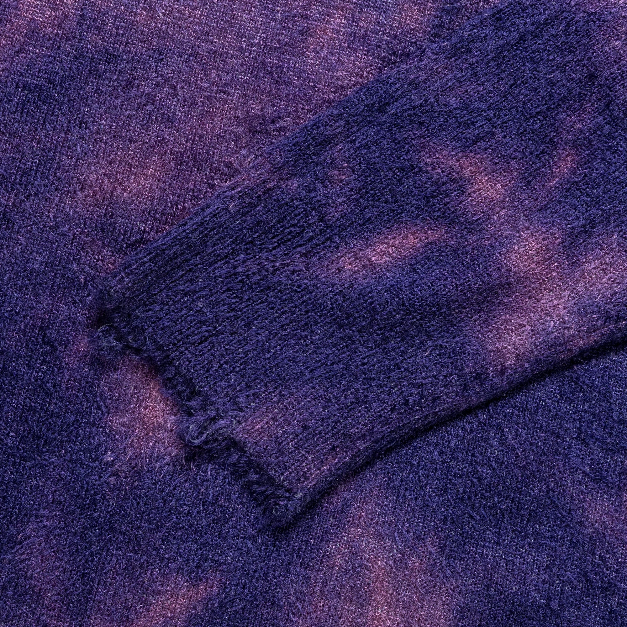Rayon Mole Yarn Jersey Uneven Dye Knit Crew - Navy/Purple
