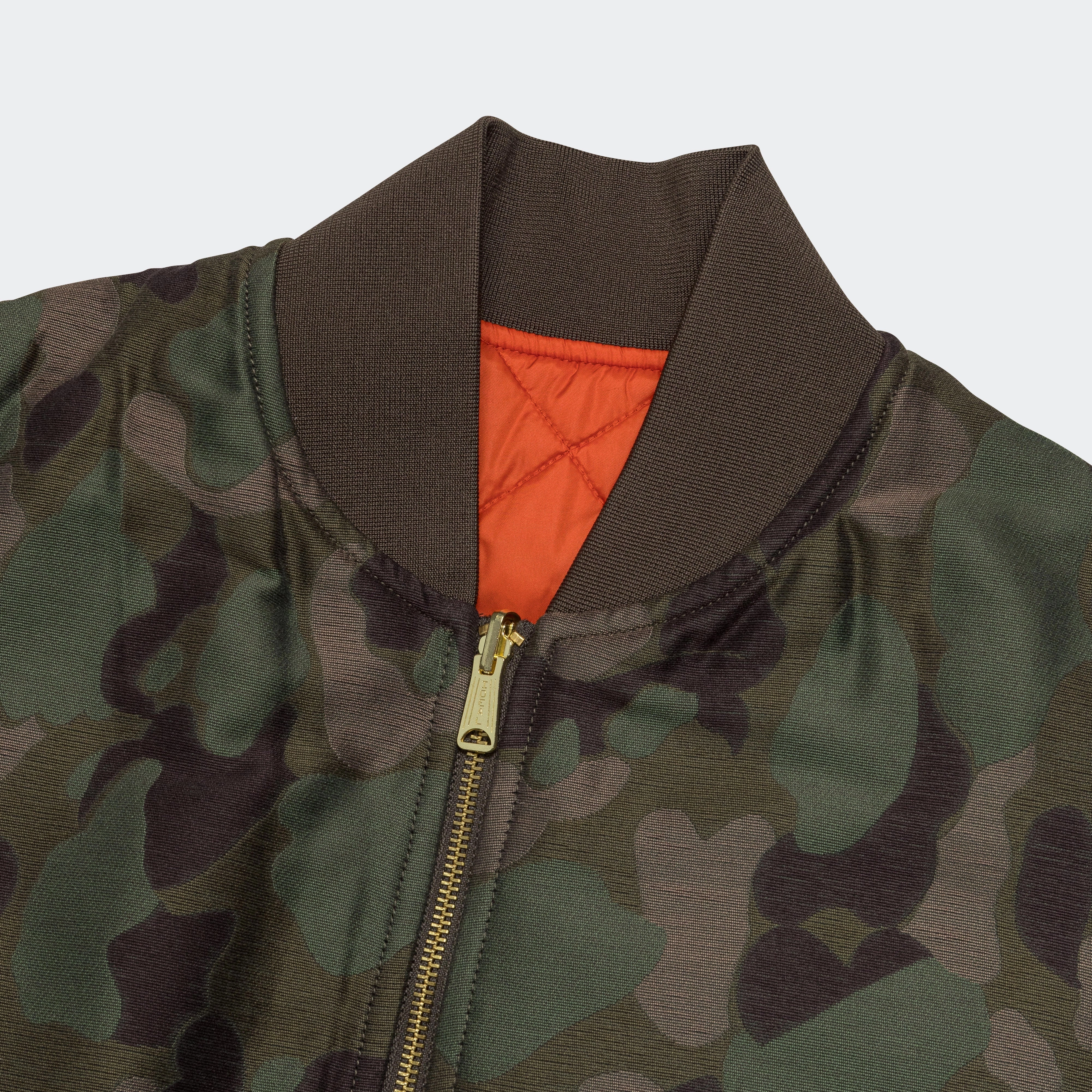 Reversible Duck Hunter Camo Puff Vest  - Olive Camo/Orange
